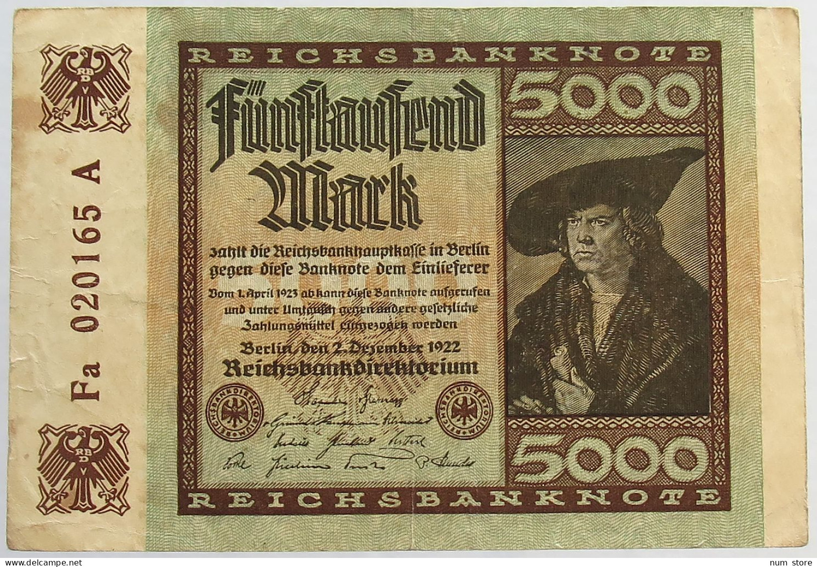 GERMANY 5000 MARK 1922 #alb066 0313 - 5.000 Mark