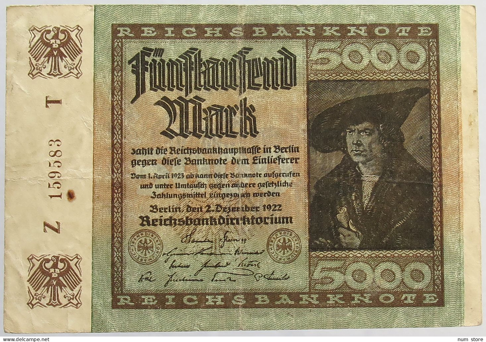 GERMANY 5000 MARK 1922 #alb066 0317 - 5.000 Mark