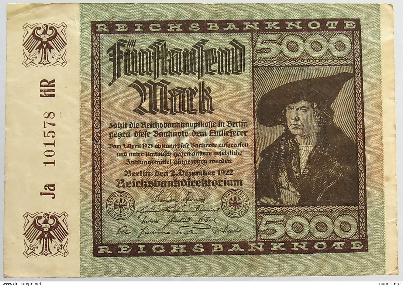 GERMANY 5000 MARK 1922 #alb066 0311 - 5.000 Mark