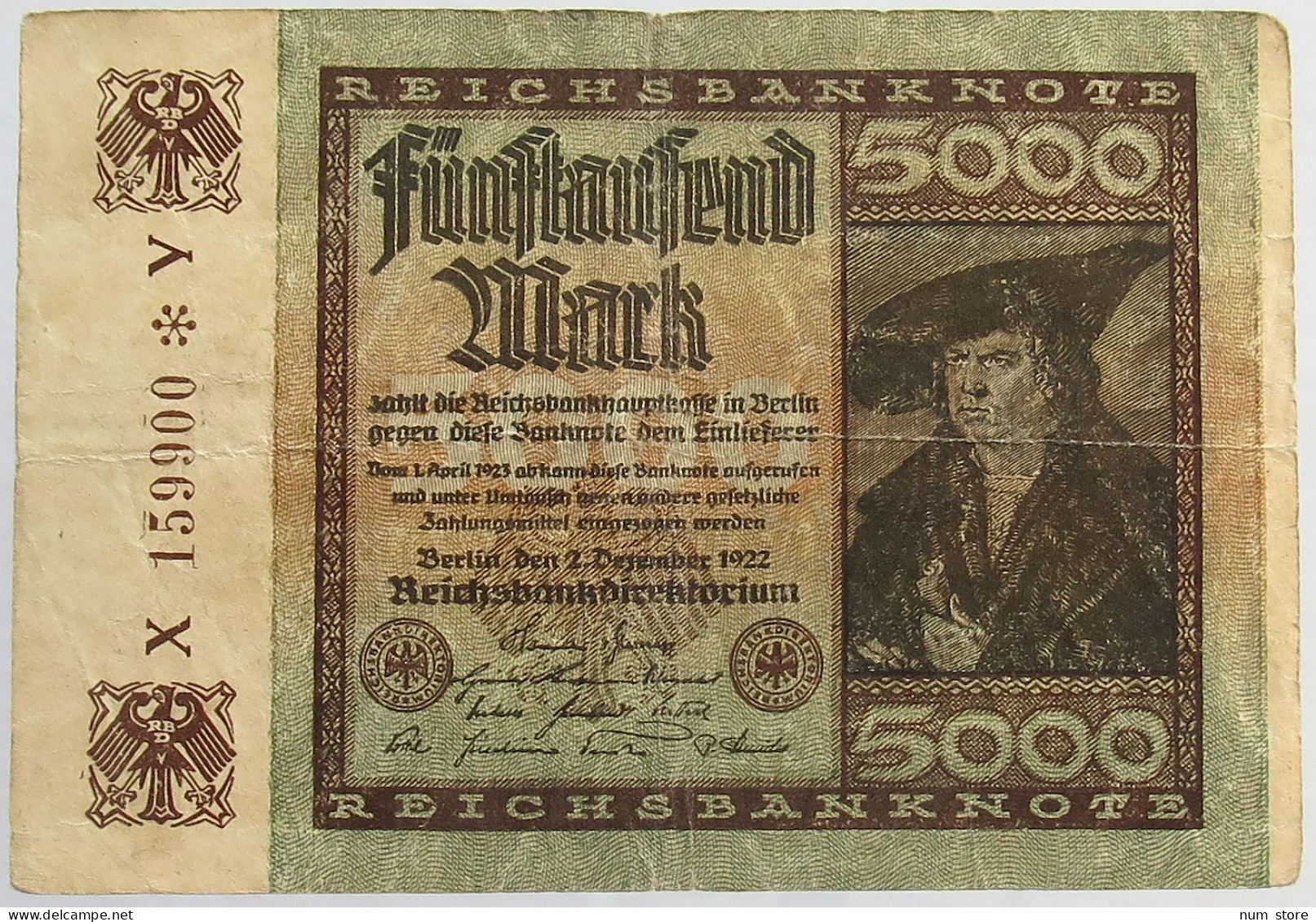 GERMANY 5000 MARK 1922 #alb066 0297 - 5.000 Mark