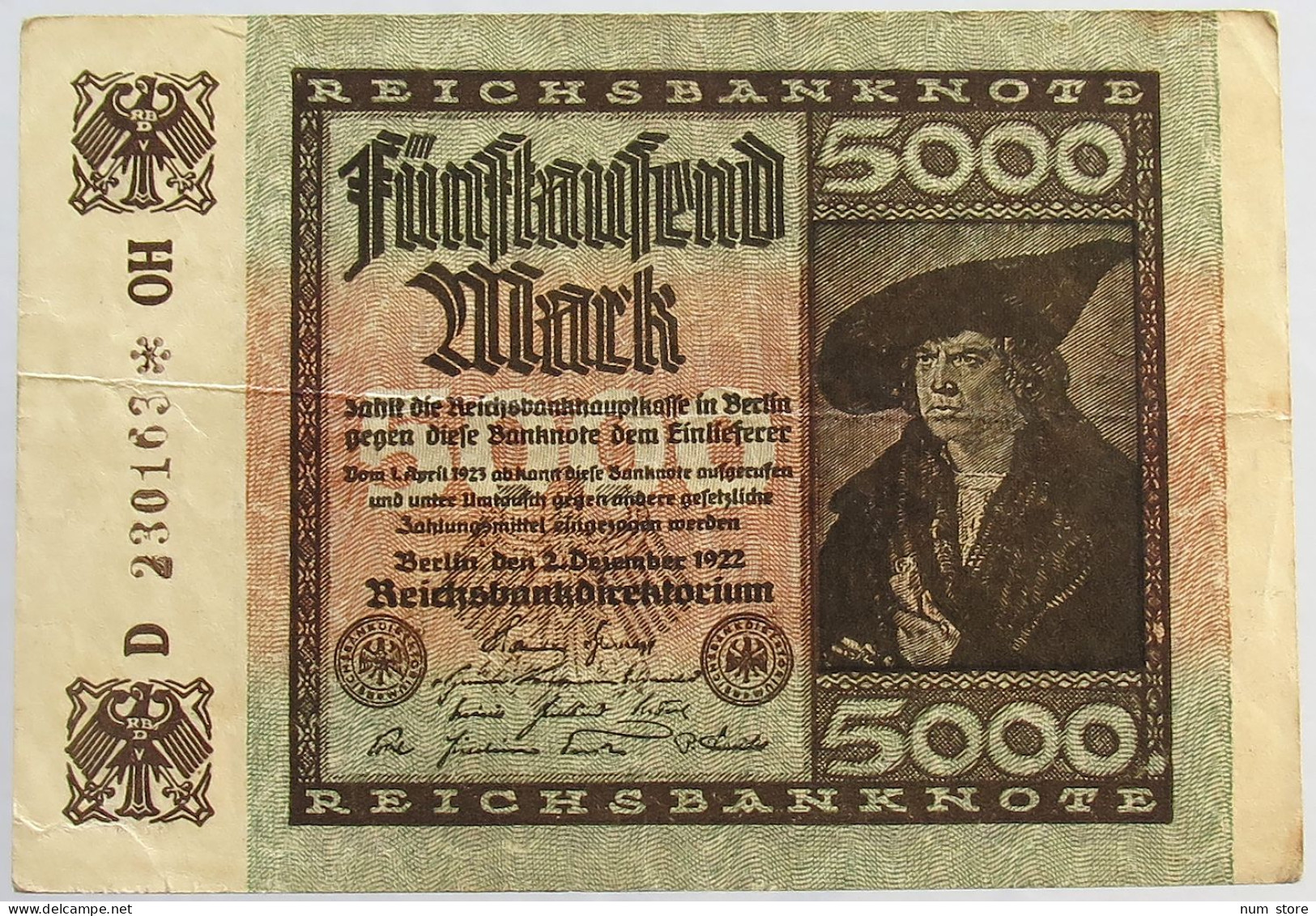 GERMANY 5000 MARK 1922 #alb066 0283 - 5.000 Mark