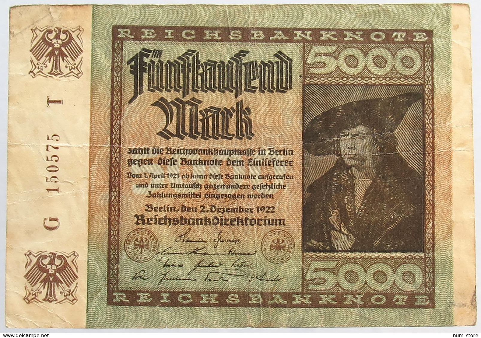 GERMANY 5000 MARK 1922 #alb066 0277 - 5000 Mark