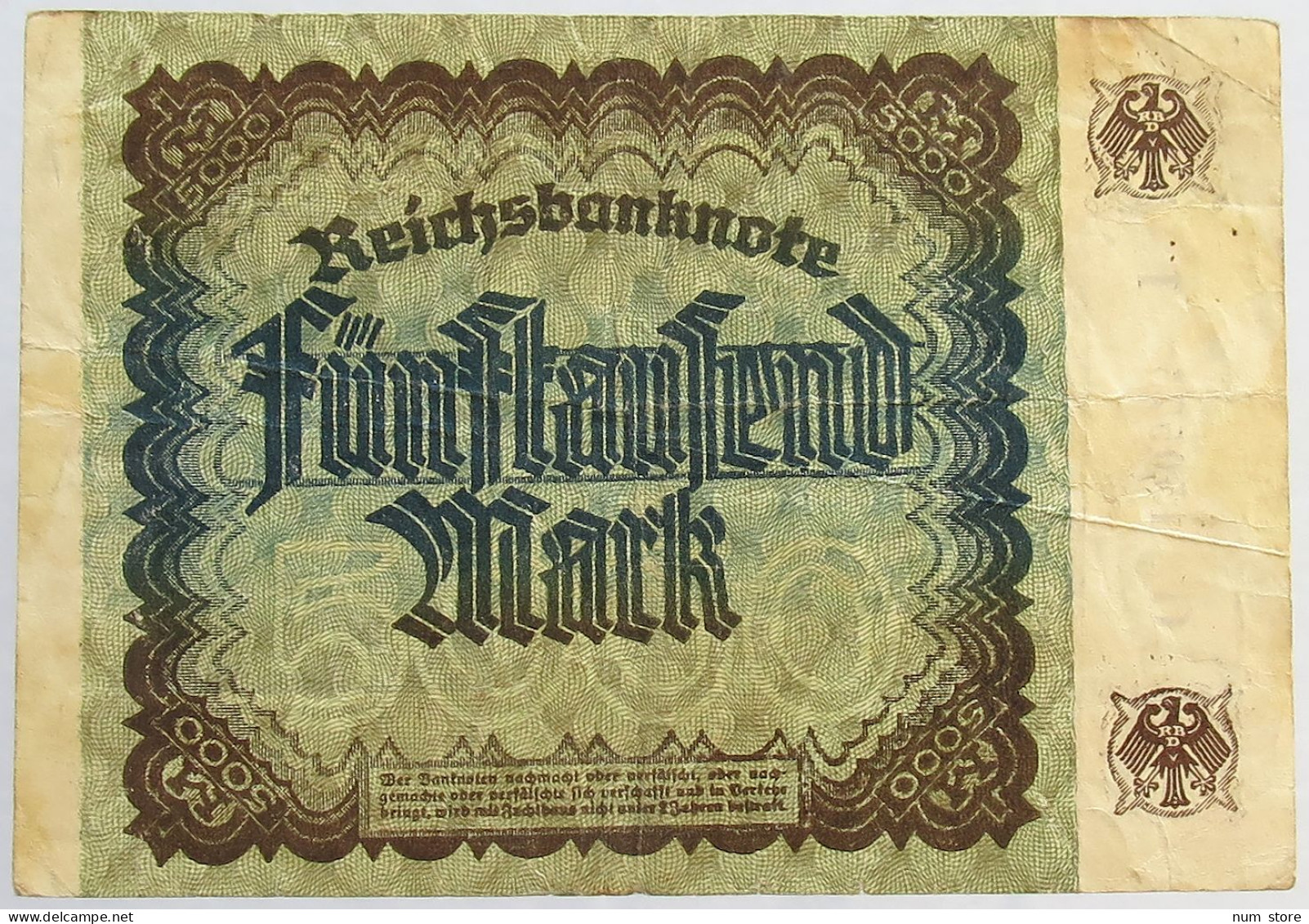 GERMANY 5000 MARK 1922 #alb066 0277 - 5000 Mark