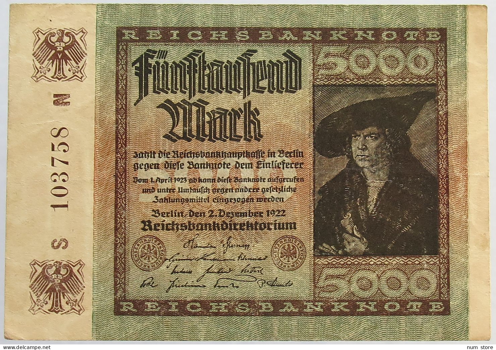 GERMANY 5000 MARK 1922 #alb066 0265 - 5000 Mark