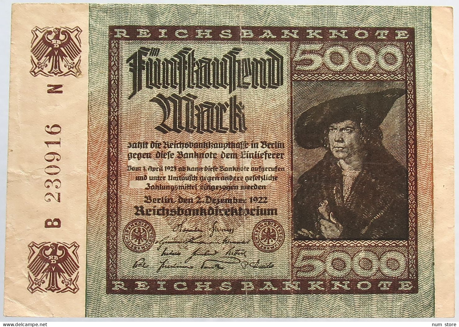 GERMANY 5000 MARK 1922 #alb066 0273 - 5000 Mark