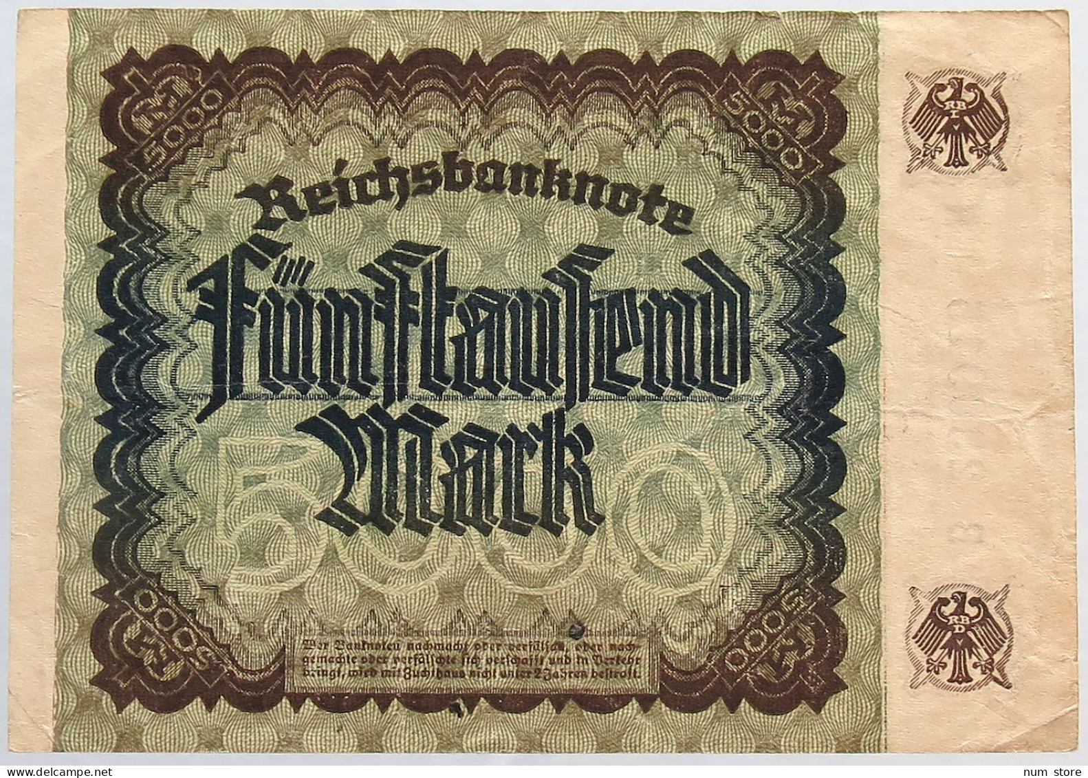 GERMANY 5000 MARK 1922 #alb066 0273 - 5000 Mark