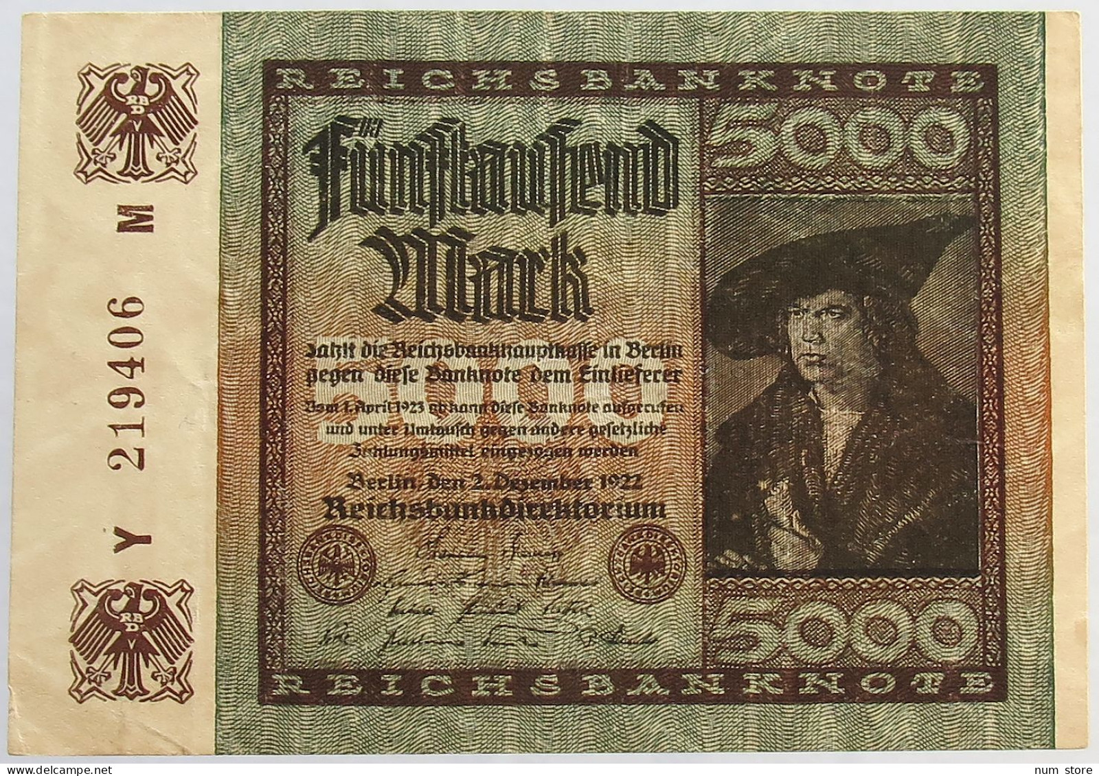 GERMANY 5000 MARK 1922 #alb066 0267 - 5.000 Mark