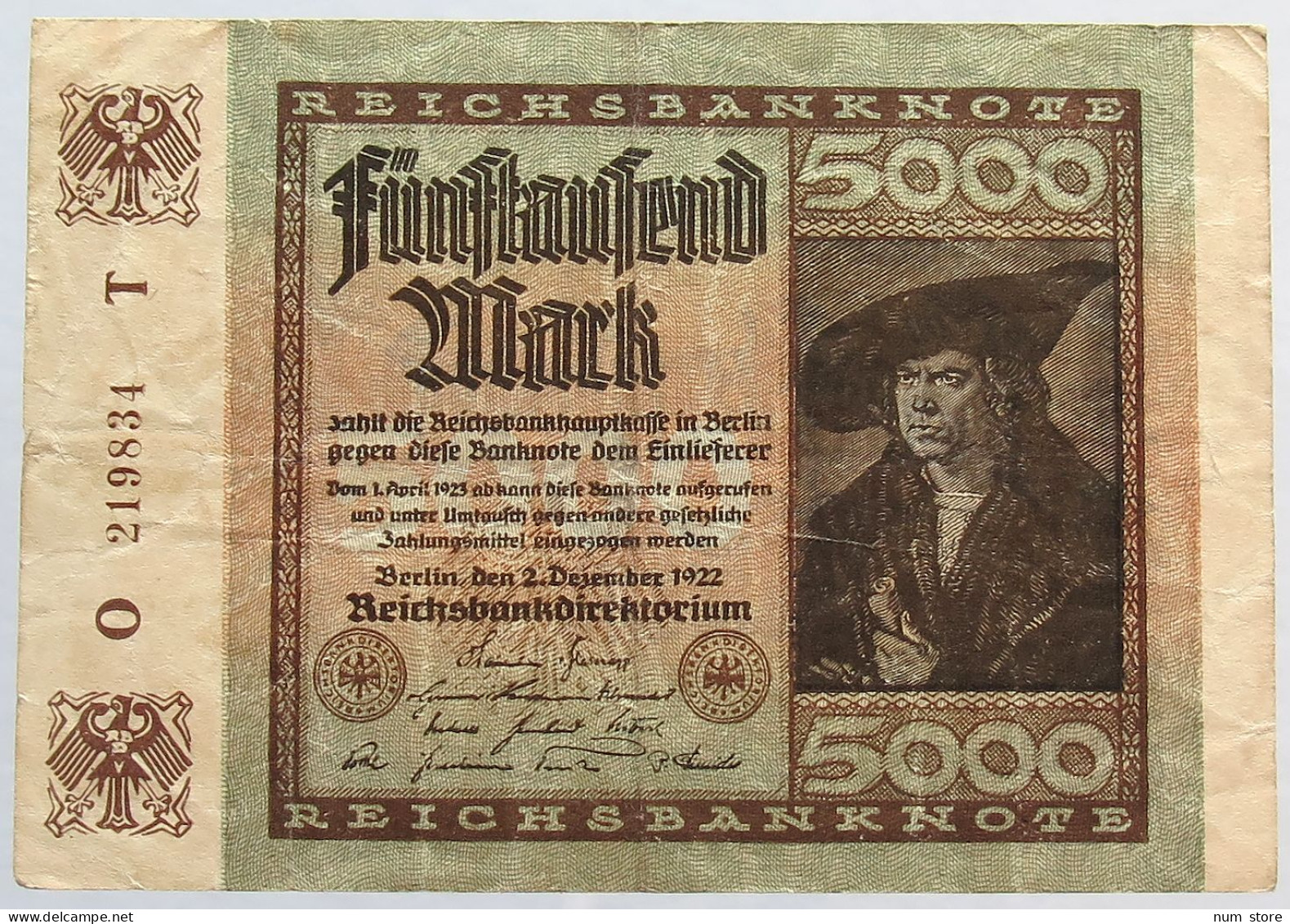 GERMANY 5000 MARK 1922 #alb066 0259 - 5.000 Mark