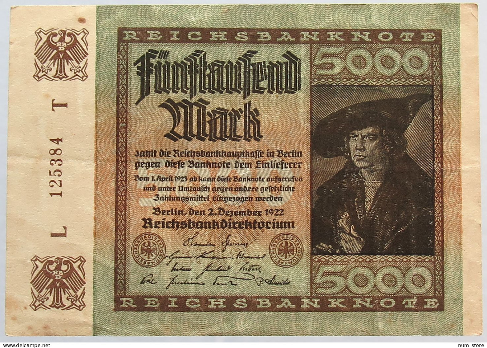 GERMANY 5000 MARK 1922 #alb066 0255 - 5000 Mark