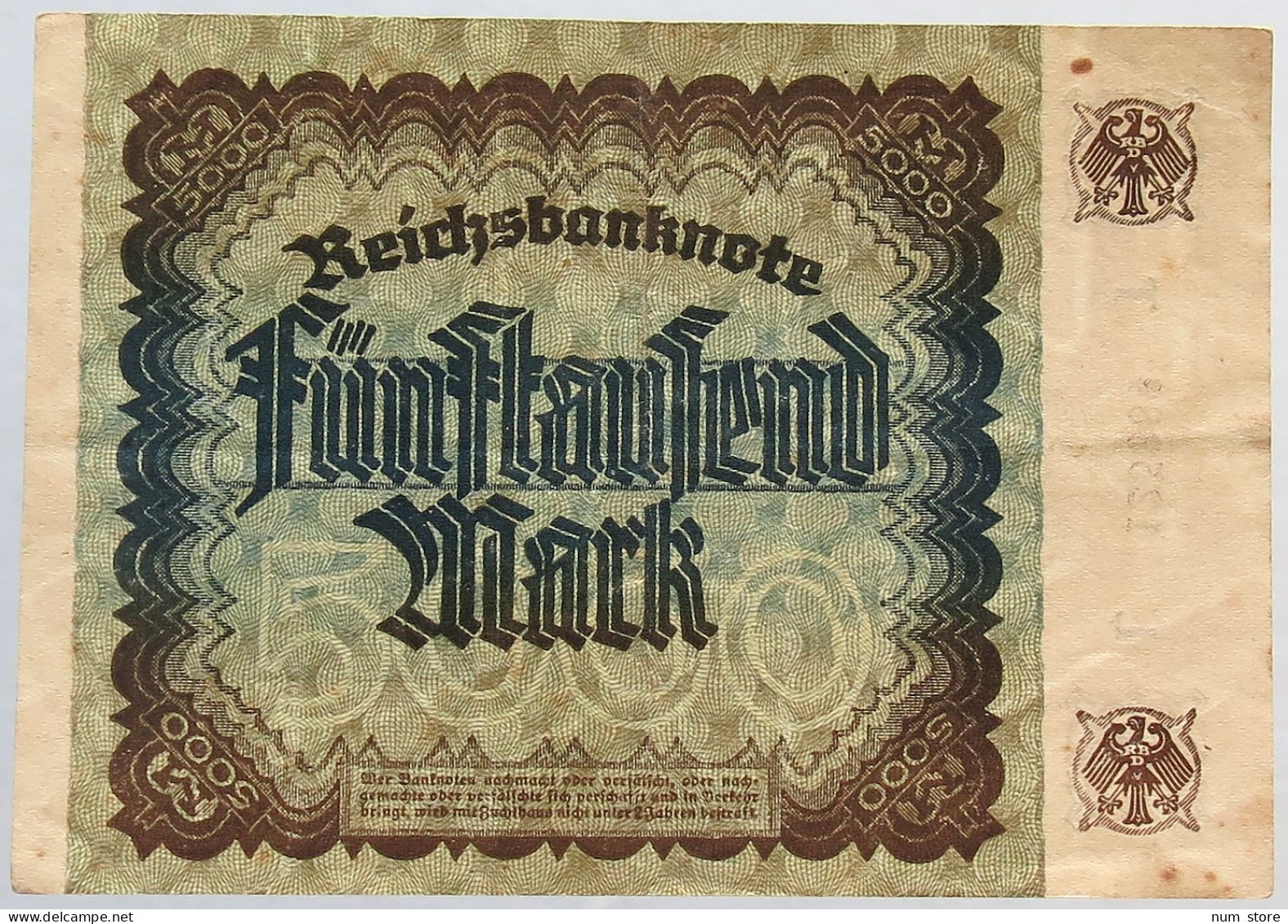 GERMANY 5000 MARK 1922 #alb066 0255 - 5.000 Mark