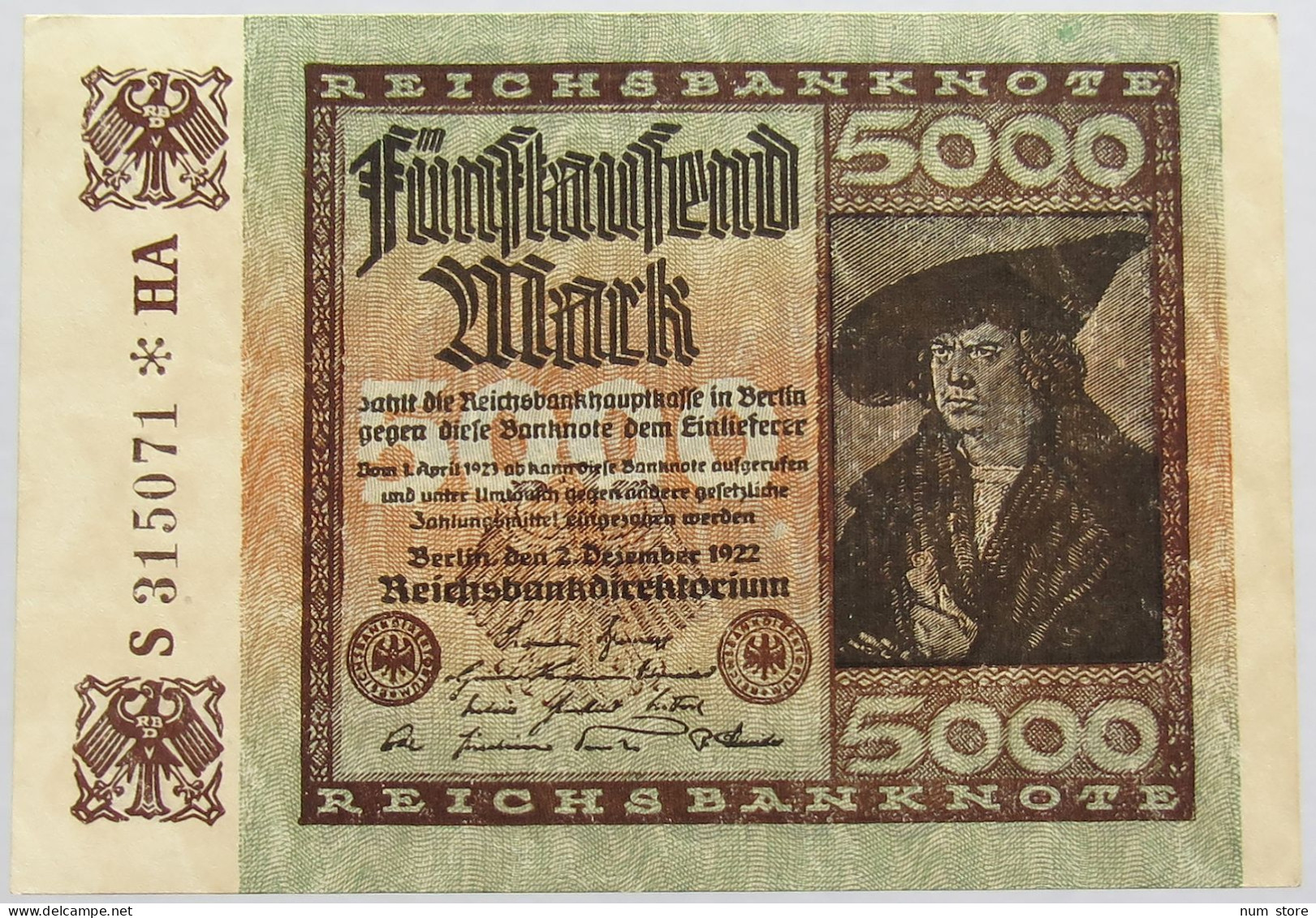 GERMANY 5000 MARK 1922 #alb018 0407 - 5.000 Mark