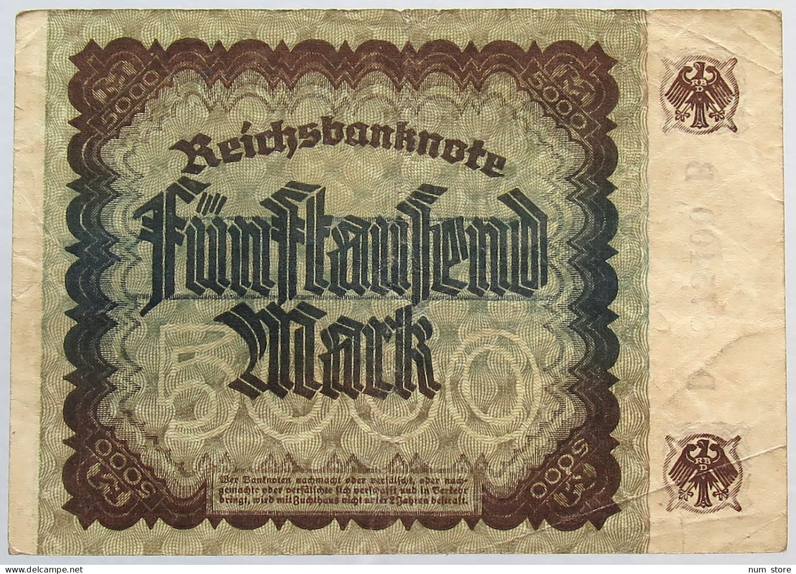 GERMANY 5000 MARK 1922 #alb066 0251 - 5.000 Mark