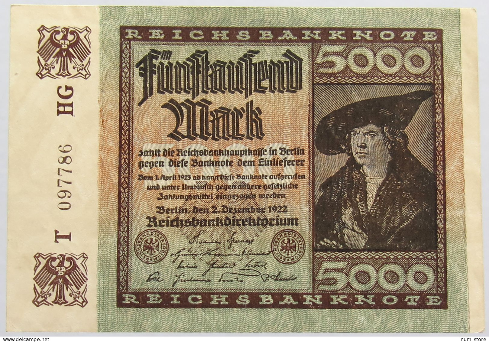 GERMANY 5000 MARK 1922 #alb018 0405 - 5.000 Mark