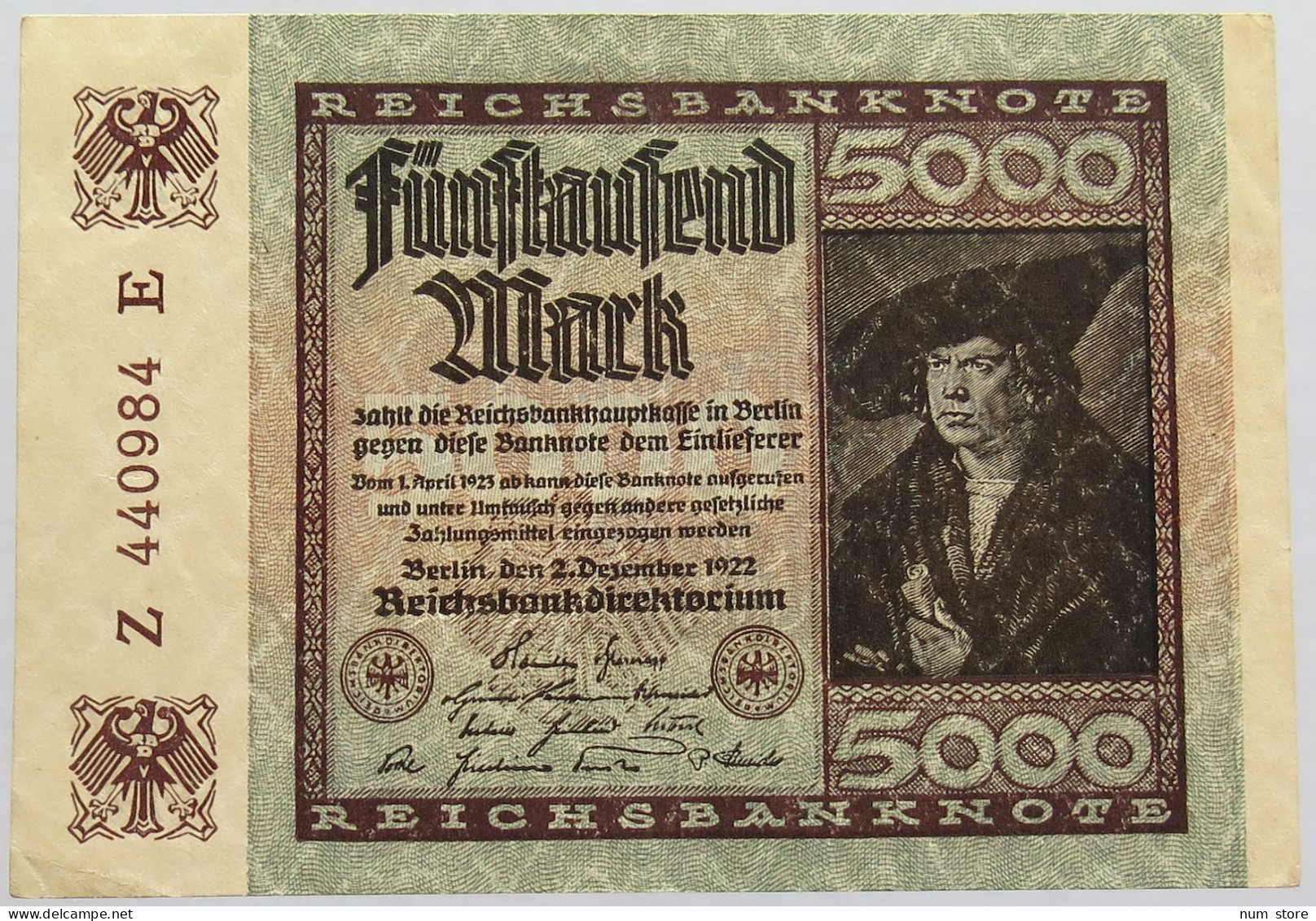 GERMANY 5000 MARK 1922 #alb018 0403 - 5.000 Mark