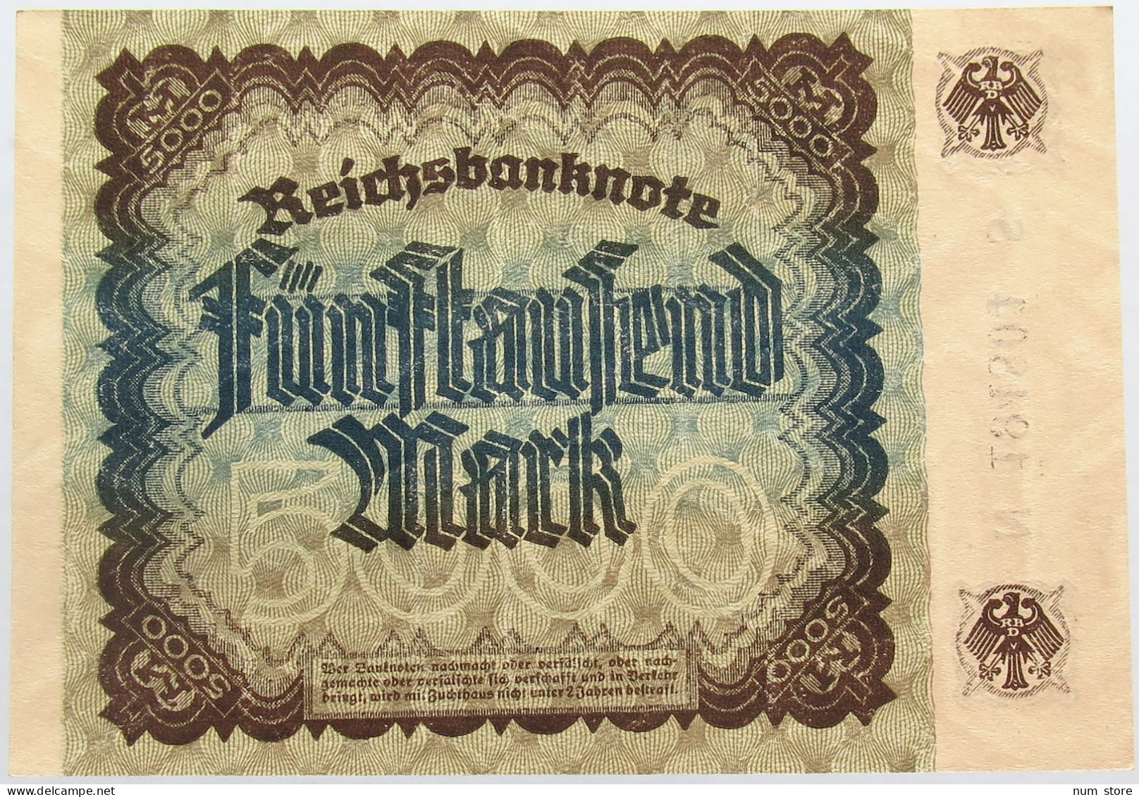 GERMANY 5000 MARK 1922 #alb004 0511 - 5000 Mark