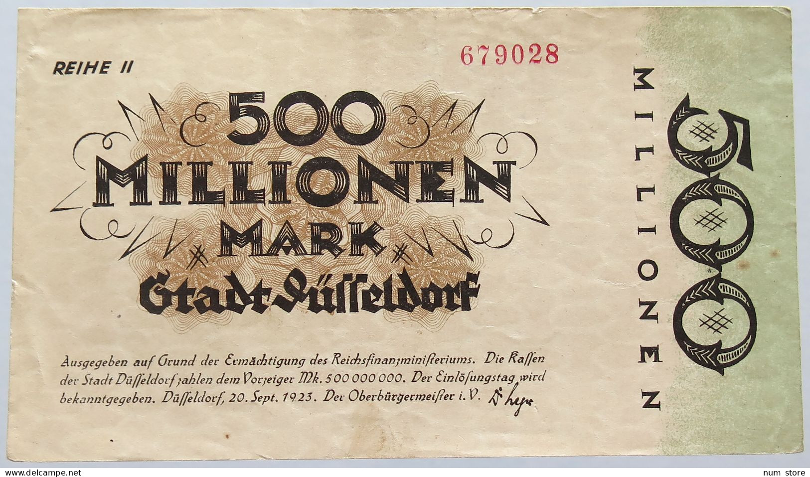 GERMANY 500 MILLIONEN MARK DUSSELDORF #alb004 0263 - 500 Miljoen Mark