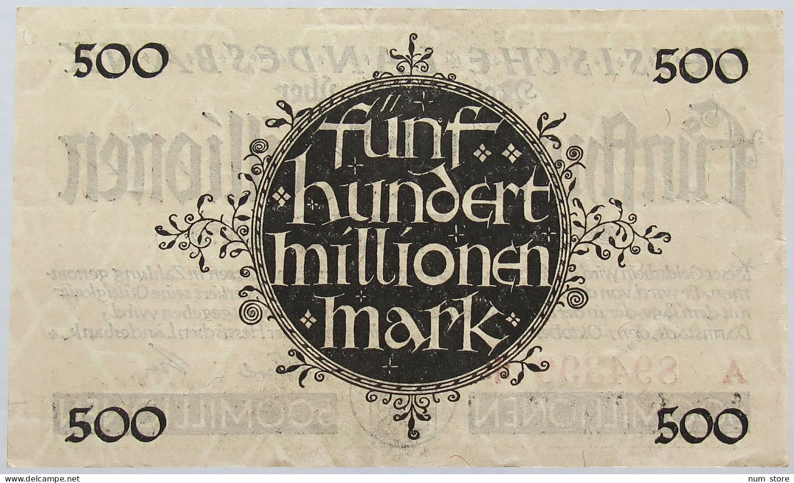 GERMANY 500 MILLIONEN MARK 1923 HESSEN #alb004 0269 - 500 Mio. Mark