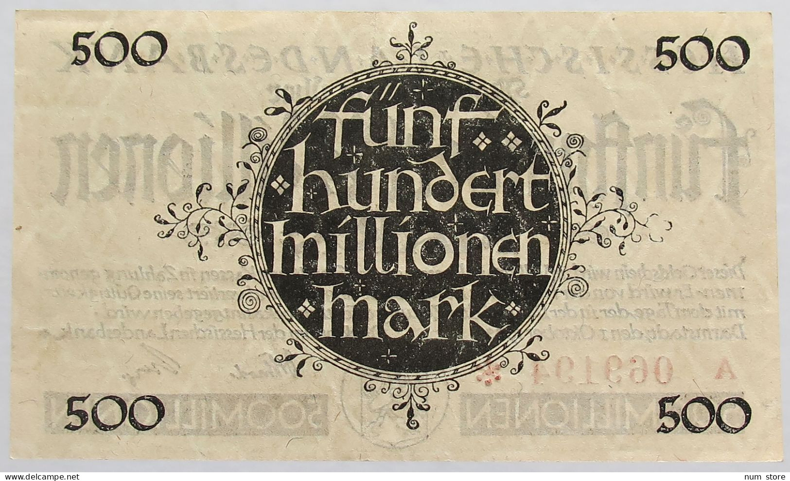 GERMANY 500 MILLIONEN MARK 1923 HESSEN #alb008 0021 - 500 Mio. Mark