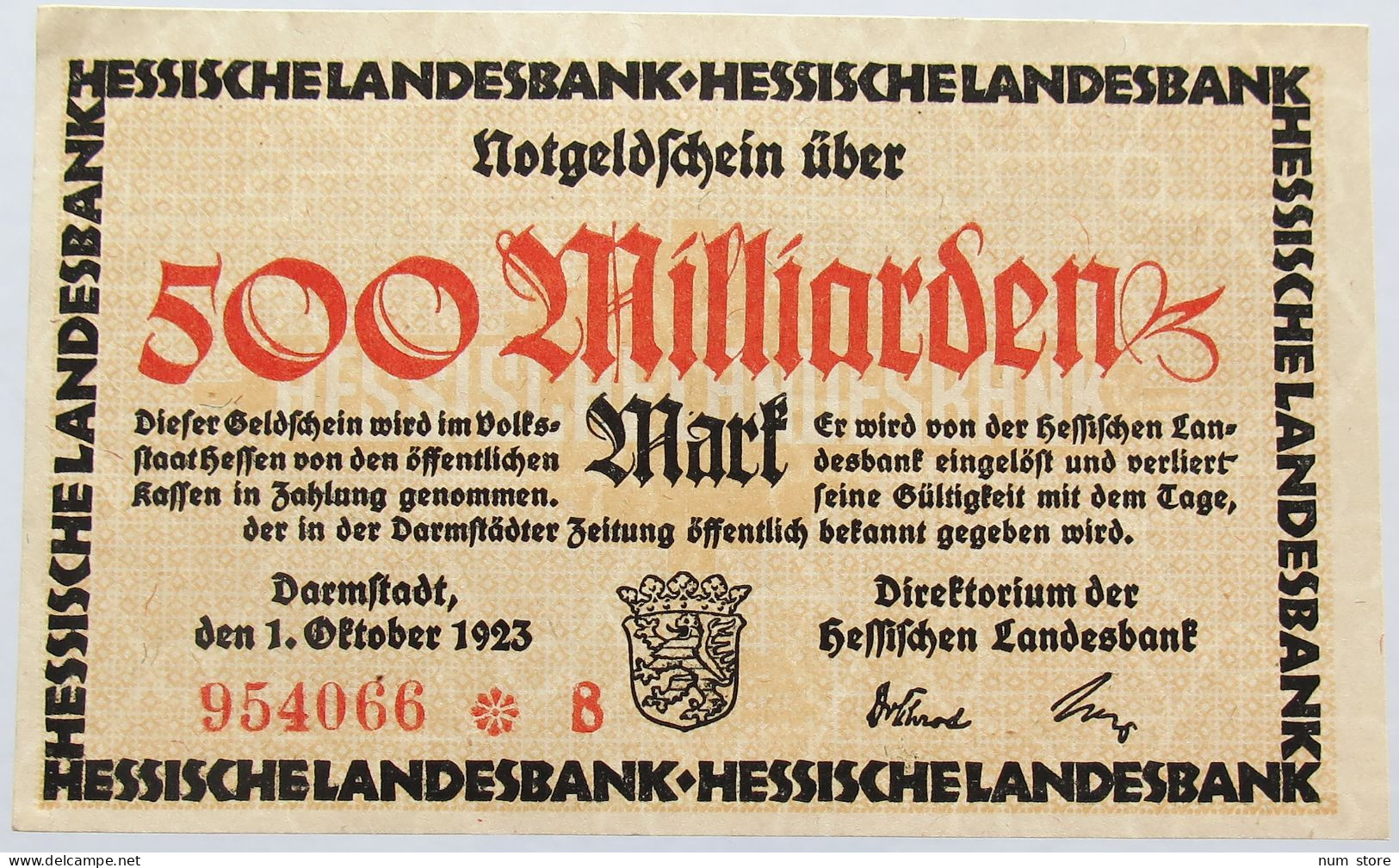 GERMANY 500 MILLIARDEN MARK HESSEN #alb004 0099 - 500 Miljard Mark