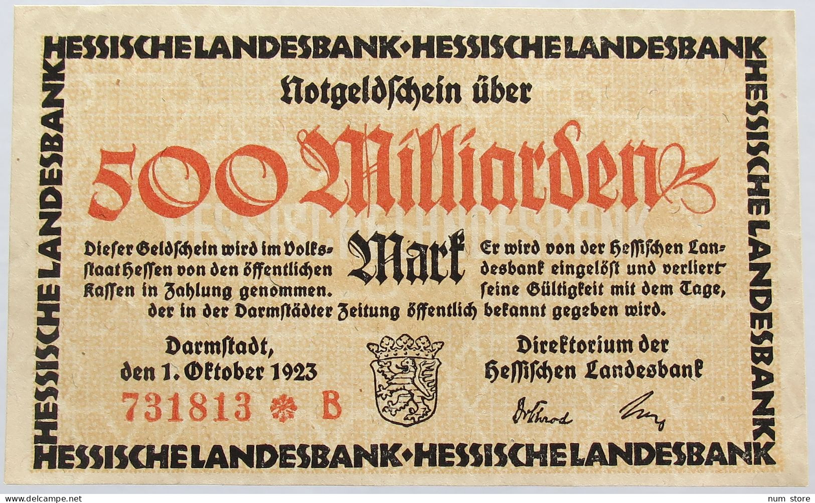 GERMANY 500 MILLIARDEN MARK HESSEN #alb004 0051 - 500 Mrd. Mark