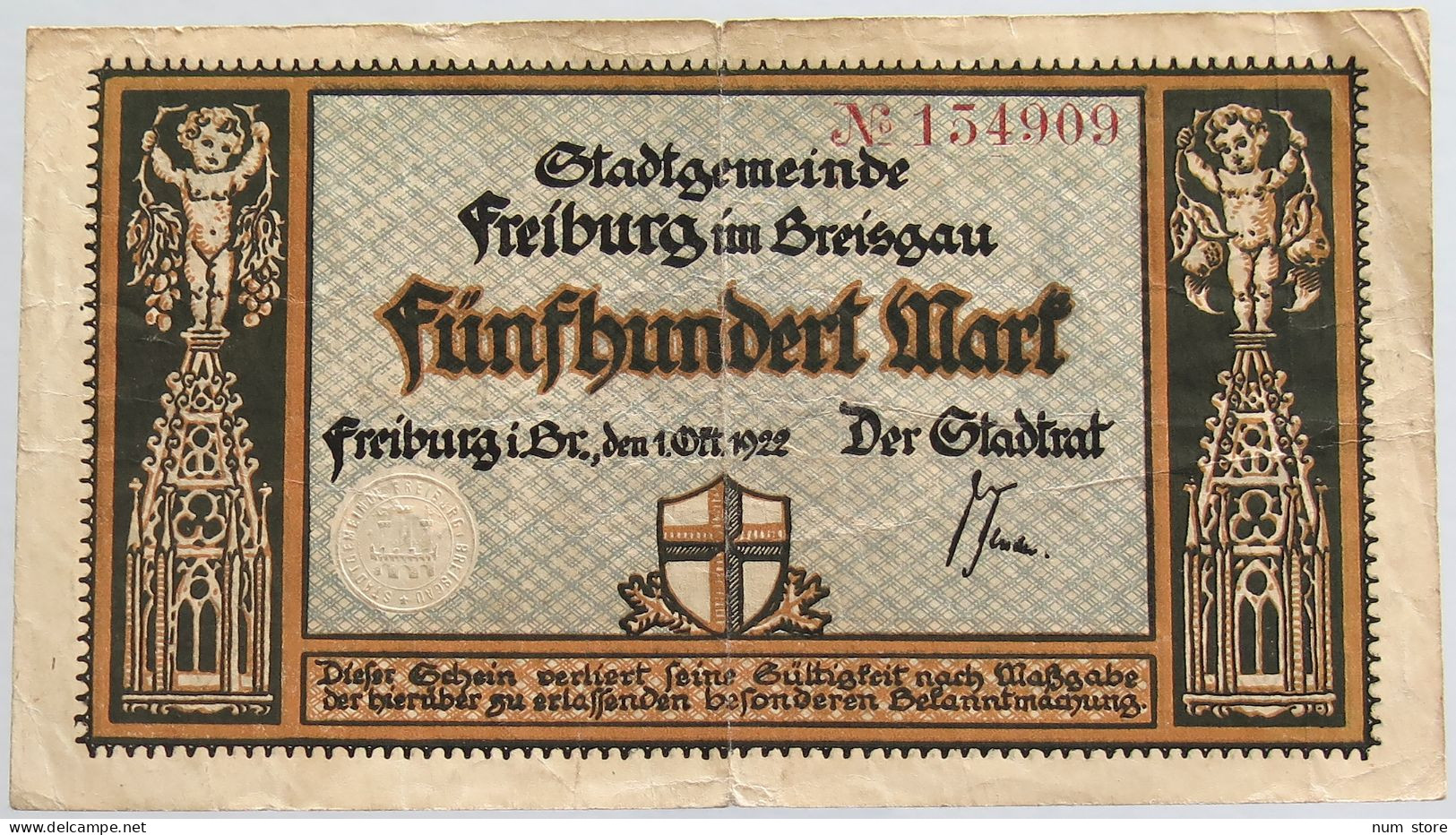 GERMANY 500 MARK 1922 FREIBURG #alb012 0047 - 500 Mark