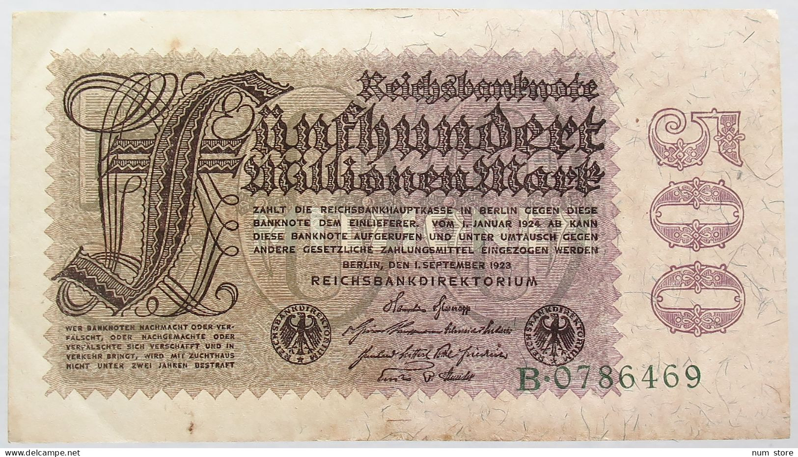 GERMANY 500 MARK 1923 #alb016 0531 - 500 Mark