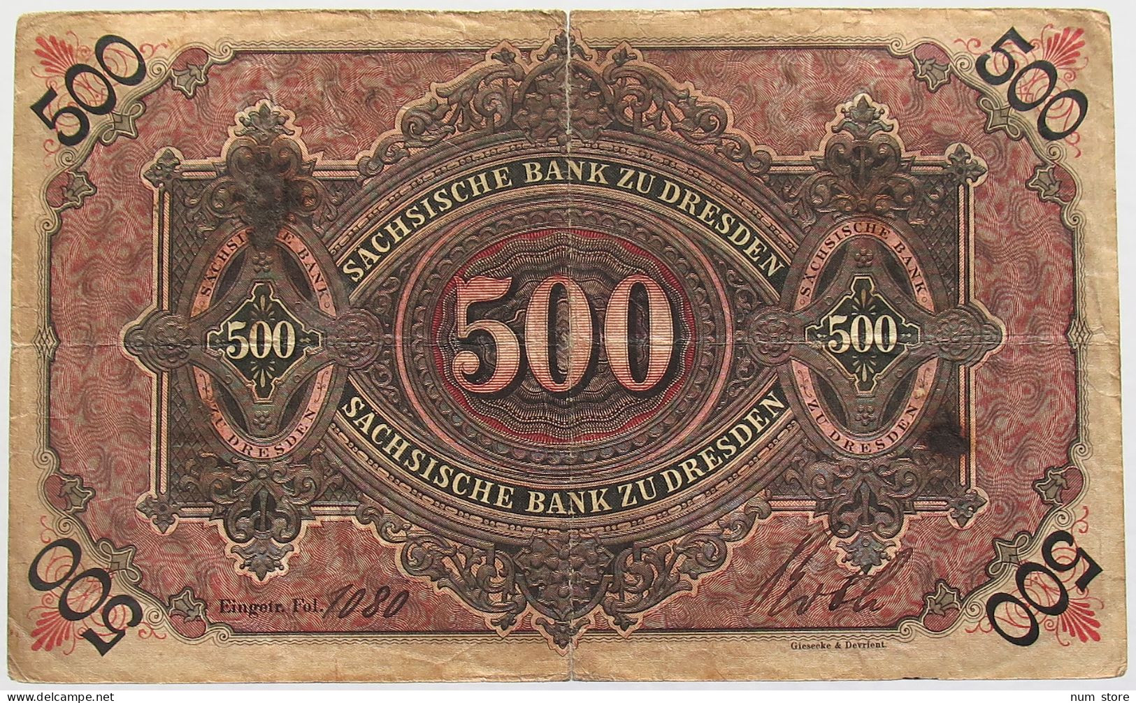 GERMANY 500 MARK 1890 DRESDEN #alb010 0163 - Andere & Zonder Classificatie