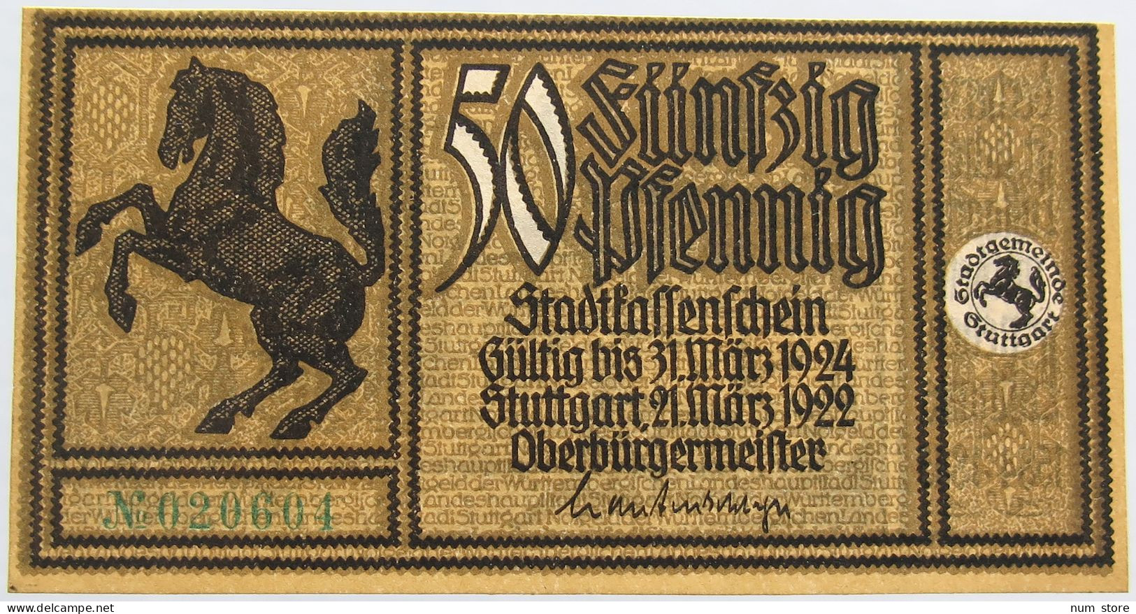 GERMANY 50 PFENNIG 1922 STUTTGART #alb002 0447 - Sonstige & Ohne Zuordnung