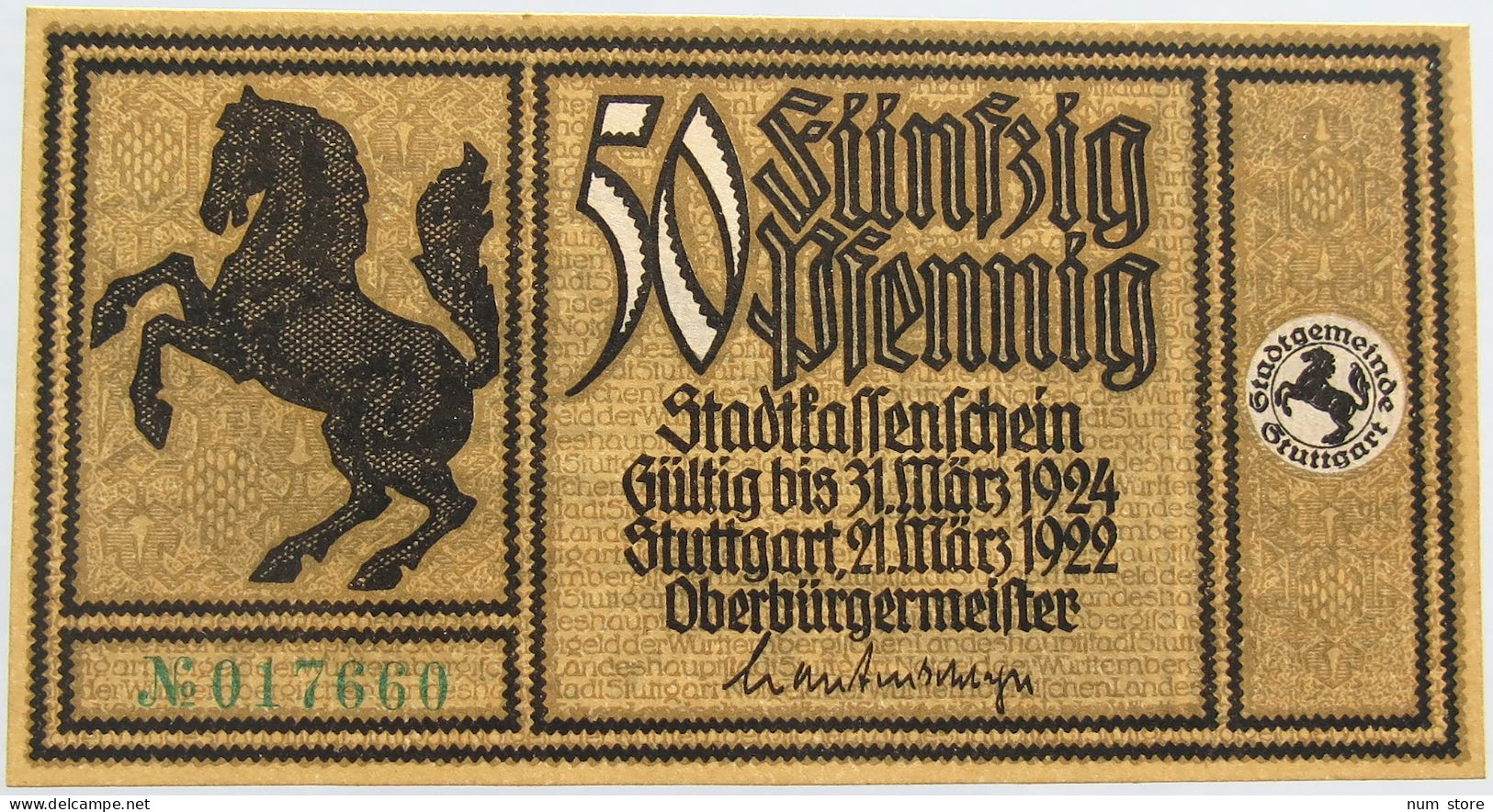 GERMANY 50 PFENNIG 1922 STUTTGART #alb002 0449 - Altri & Non Classificati