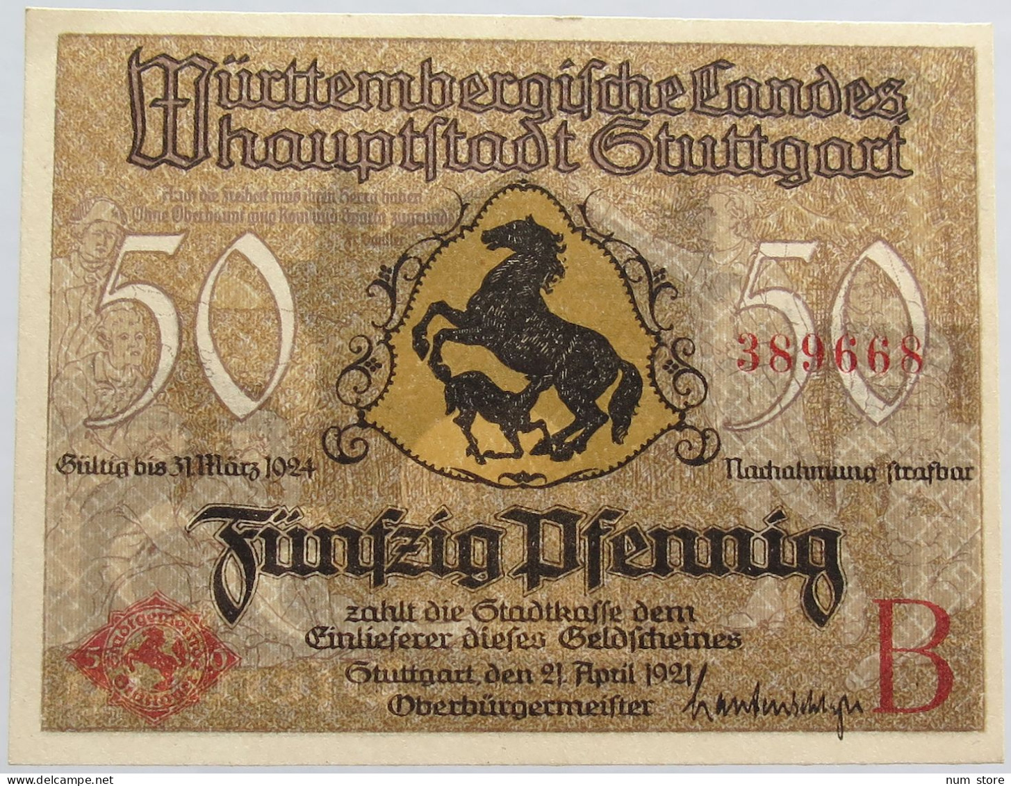 GERMANY 50 PFENNIG 1924 STUTTGART #alb002 0461 - Autres & Non Classés