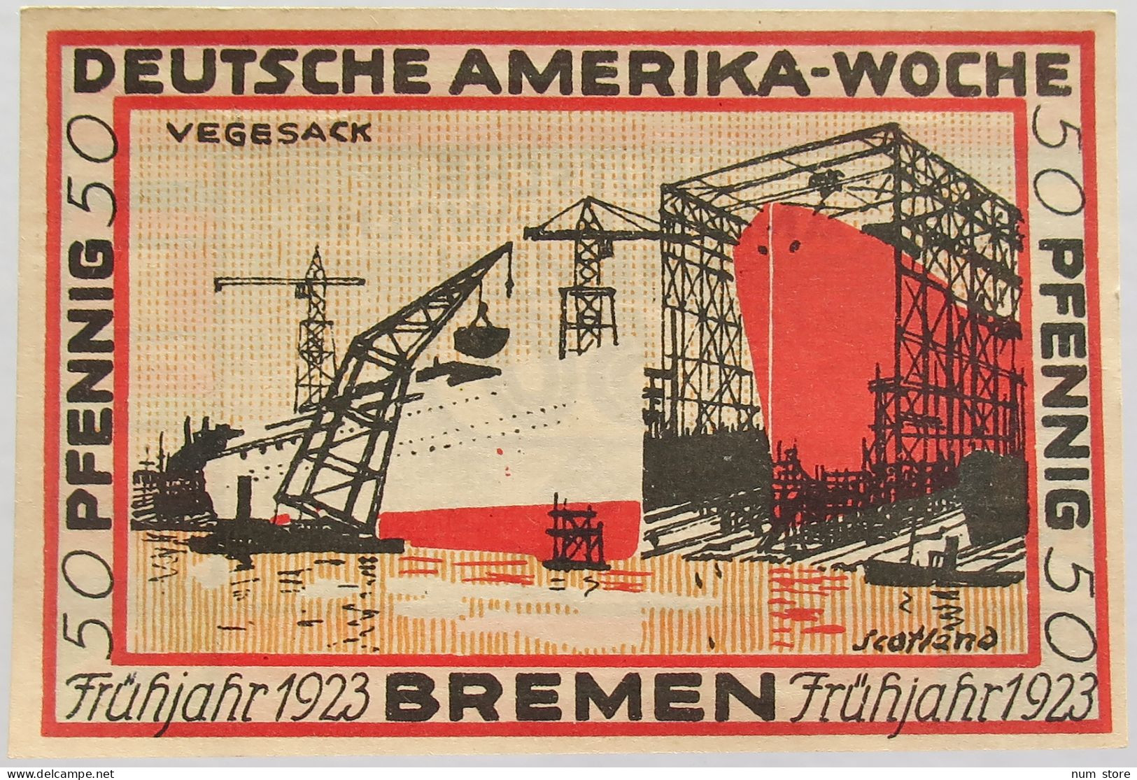 GERMANY 50 PFENNIG 1923 BREMEN #alb010 0181 - Otros & Sin Clasificación