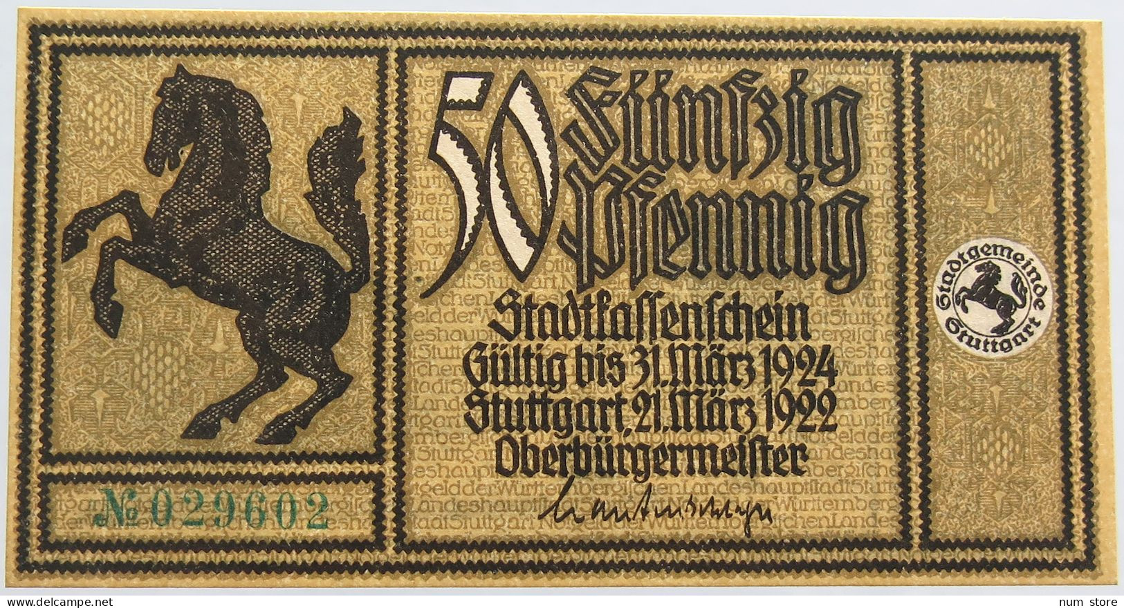 GERMANY 50 PFENNIG 1922 STUTTGART #alb002 0435 - Andere & Zonder Classificatie