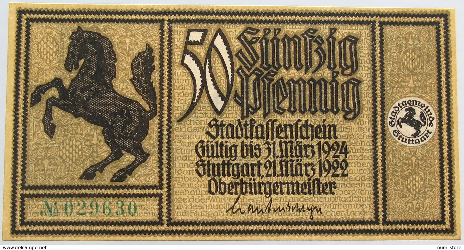 GERMANY 50 PFENNIG 1922 STUTTGART #alb002 0437 - Autres & Non Classés