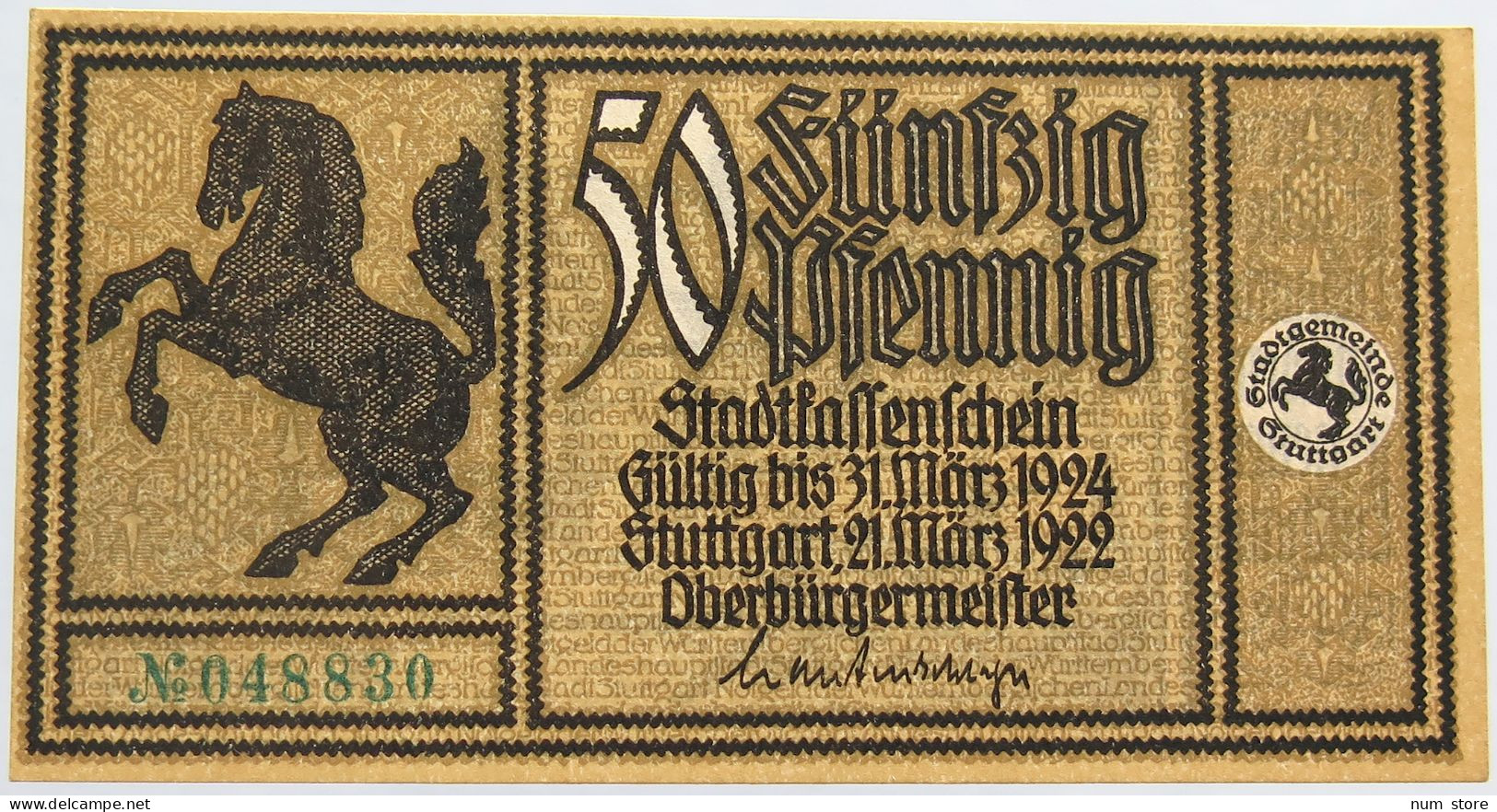 GERMANY 50 PFENNIG 1922 STUTTGART #alb002 0425 - Sonstige & Ohne Zuordnung