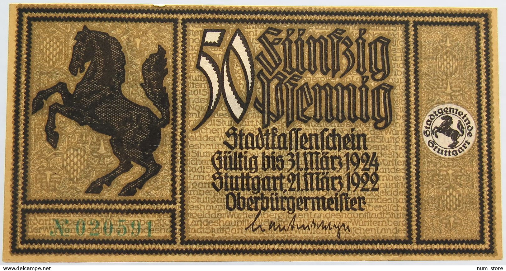 GERMANY 50 PFENNIG 1922 STUTTGART #alb002 0411 - Sonstige & Ohne Zuordnung