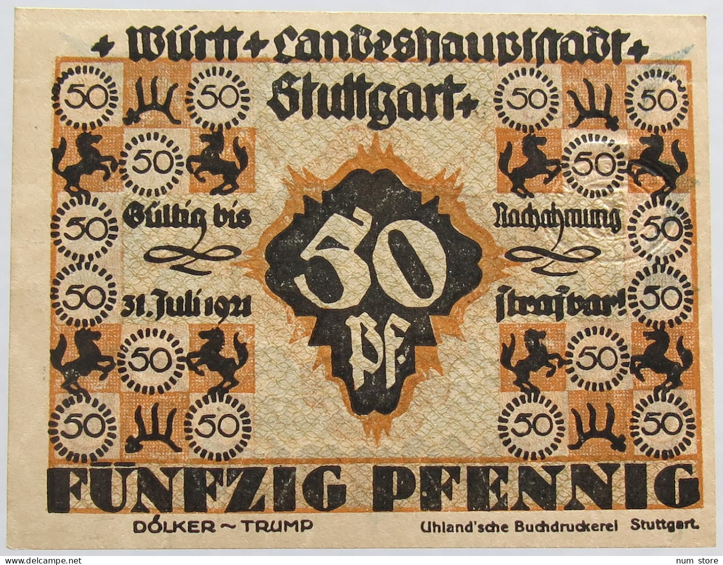 GERMANY 50 PFENNIG 1921 STUTTGART #alb002 0407 - Sonstige & Ohne Zuordnung