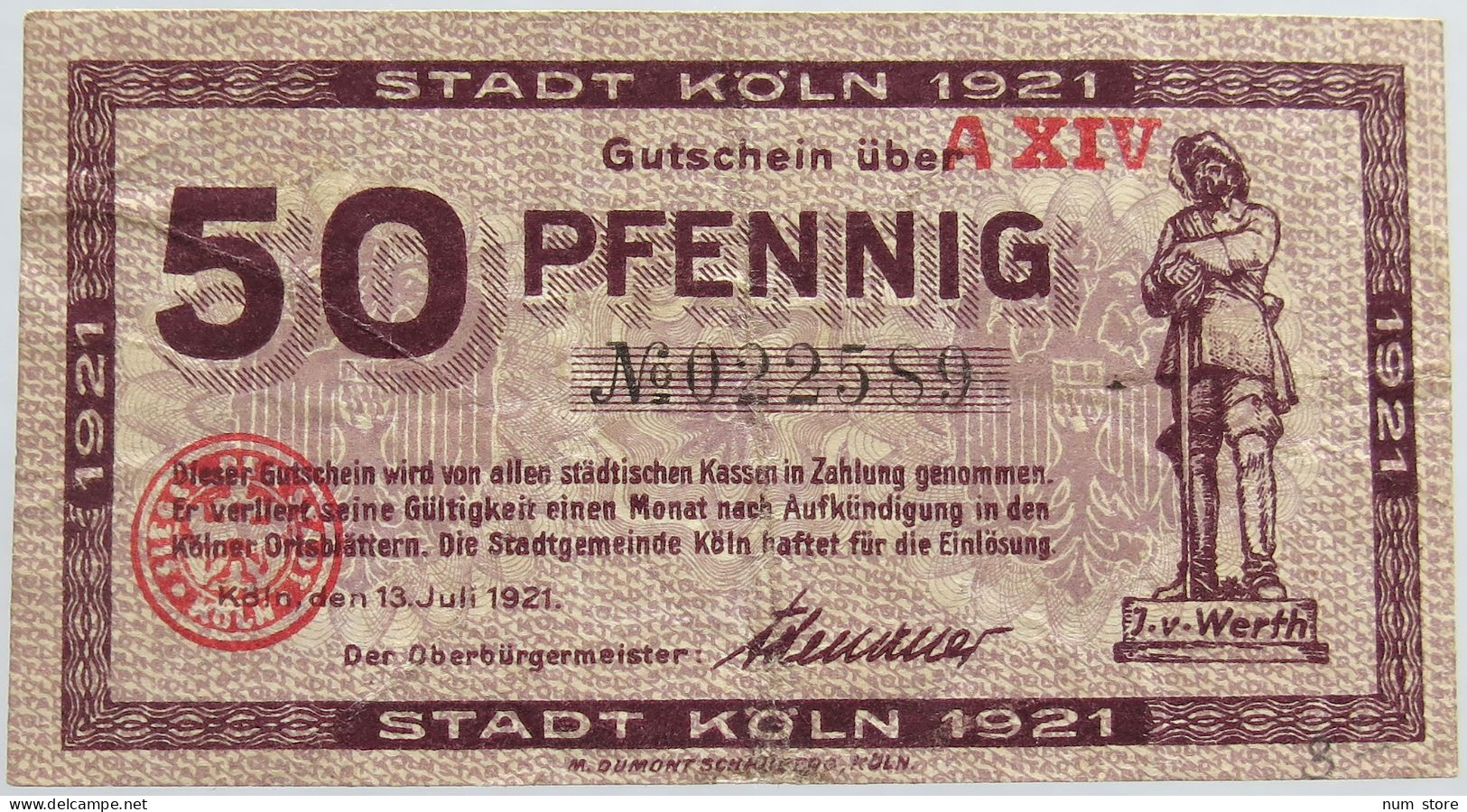 GERMANY 50 PFENNIG 1921 KOLN #alb003 0205 - Other & Unclassified