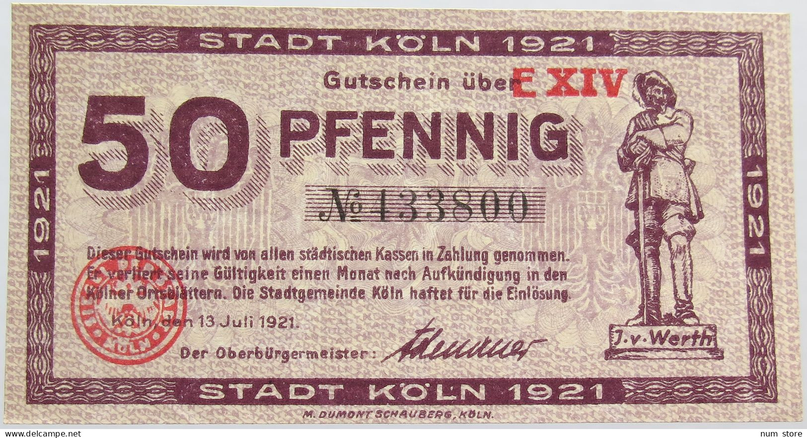 GERMANY 50 PFENNIG 1921 KOLN #alb004 0589 - Autres & Non Classés