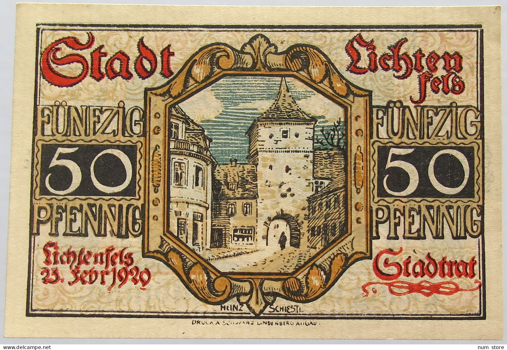 GERMANY 50 PFENNIG 1920 LICHTENFELS #alb003 0325 - Andere & Zonder Classificatie
