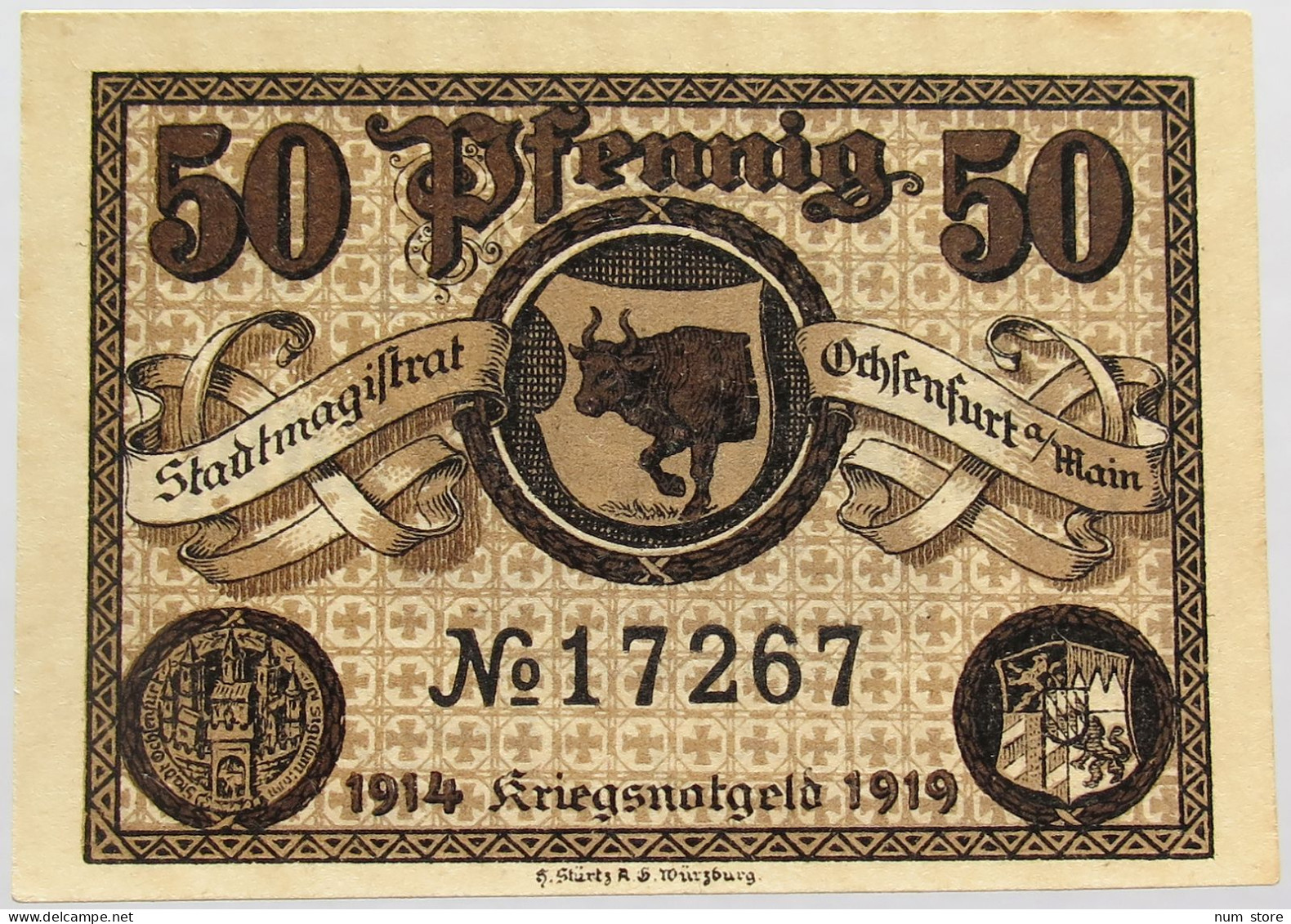 GERMANY 50 PFENNIG 1919 OCHENFURT #alb015 0271 - Autres & Non Classés