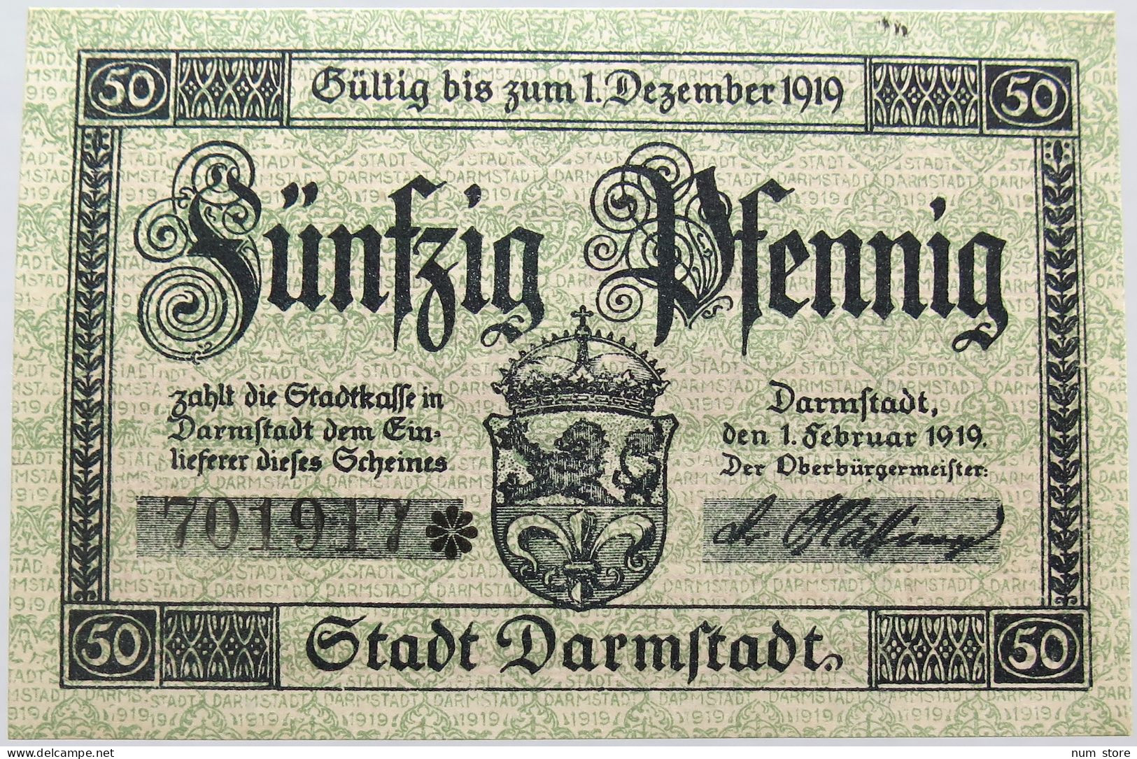 GERMANY 50 PFENNIG 1919 DARMSTADT #alb004 0127 - Sonstige & Ohne Zuordnung