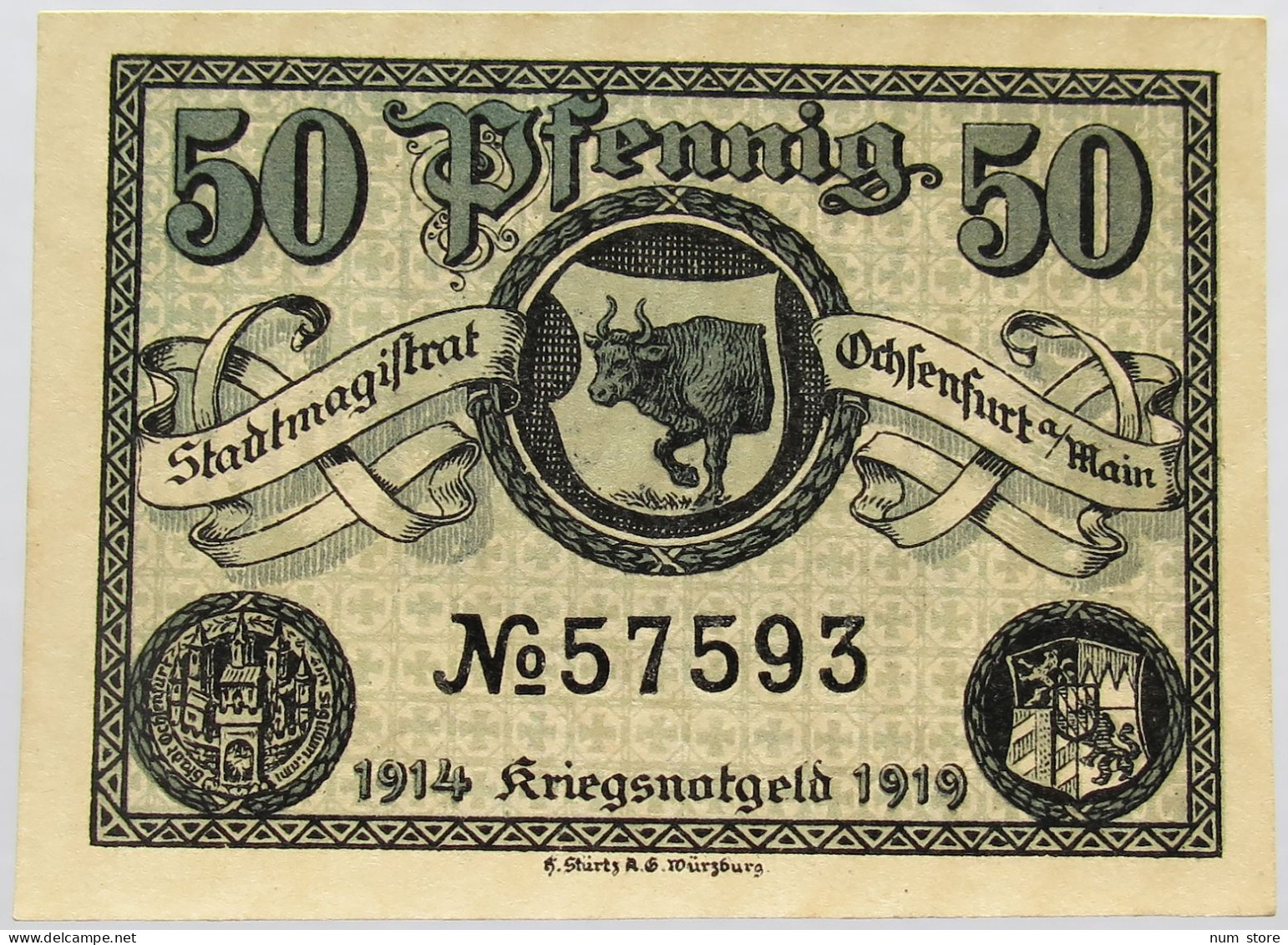 GERMANY 50 PFENNIG 1919 OCHENFURT #alb015 0267 - Otros & Sin Clasificación