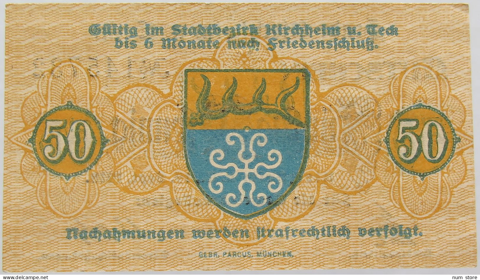 GERMANY 50 PFENNIG 1918 KIRCHHEIM #alb002 0195 - Autres & Non Classés