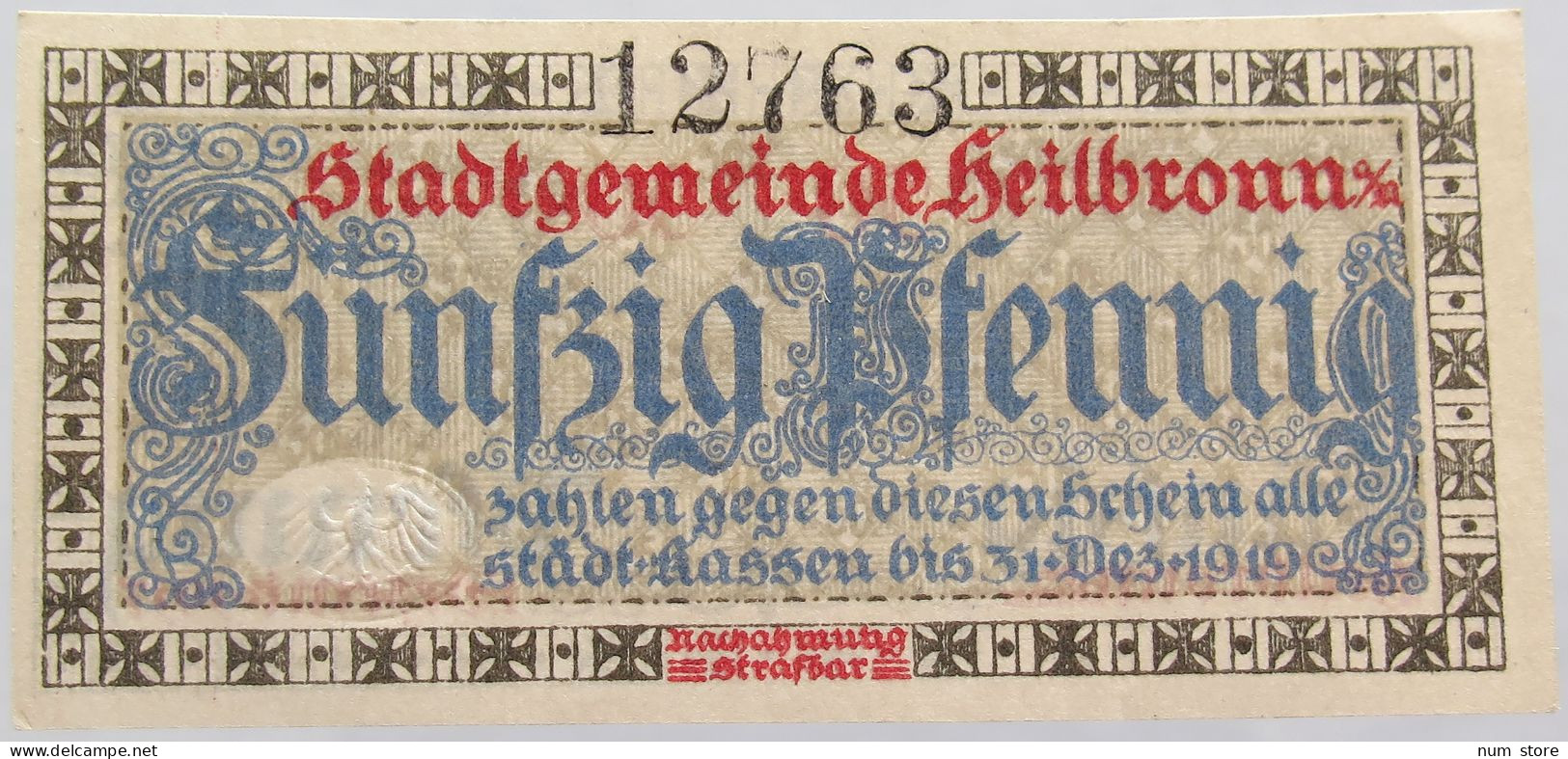 GERMANY 50 PFENNIG 1917 HEILBRONN #alb002 0205 - Sonstige & Ohne Zuordnung