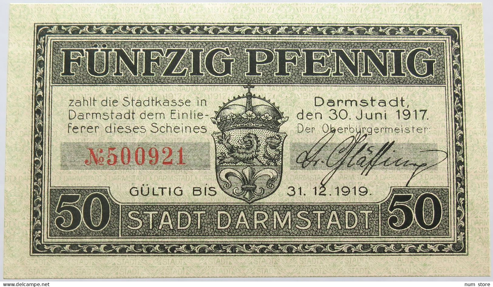 GERMANY 50 PFENNIG 1917 DARMSTADT #alb004 0129 - Other & Unclassified