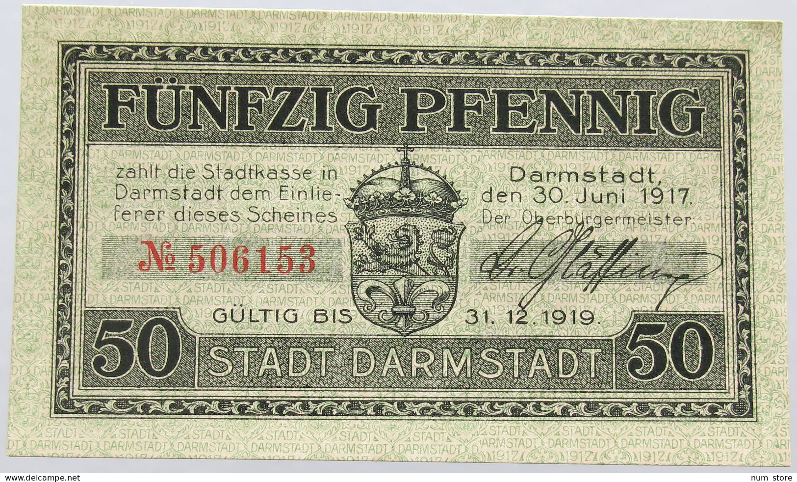 GERMANY 50 PFENNIG 1917 DARMSTADT #alb004 0119 - Autres & Non Classés