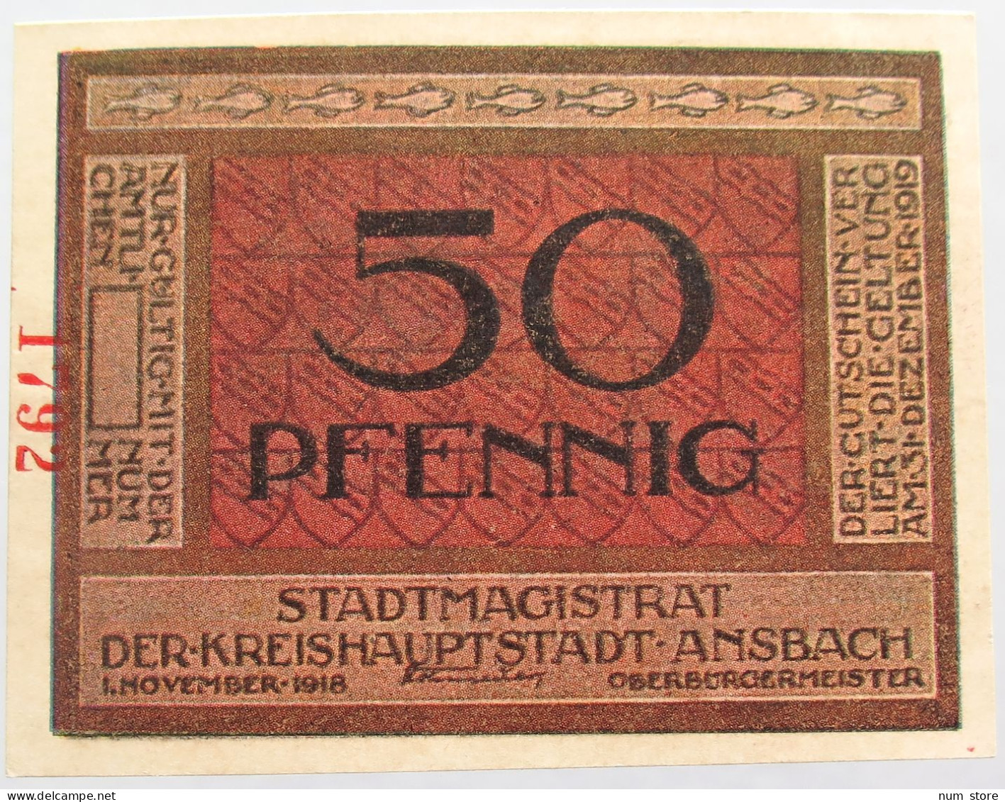 GERMANY 50 PFENNIG 1918 ANSBACH #alb003 0503 - Otros & Sin Clasificación