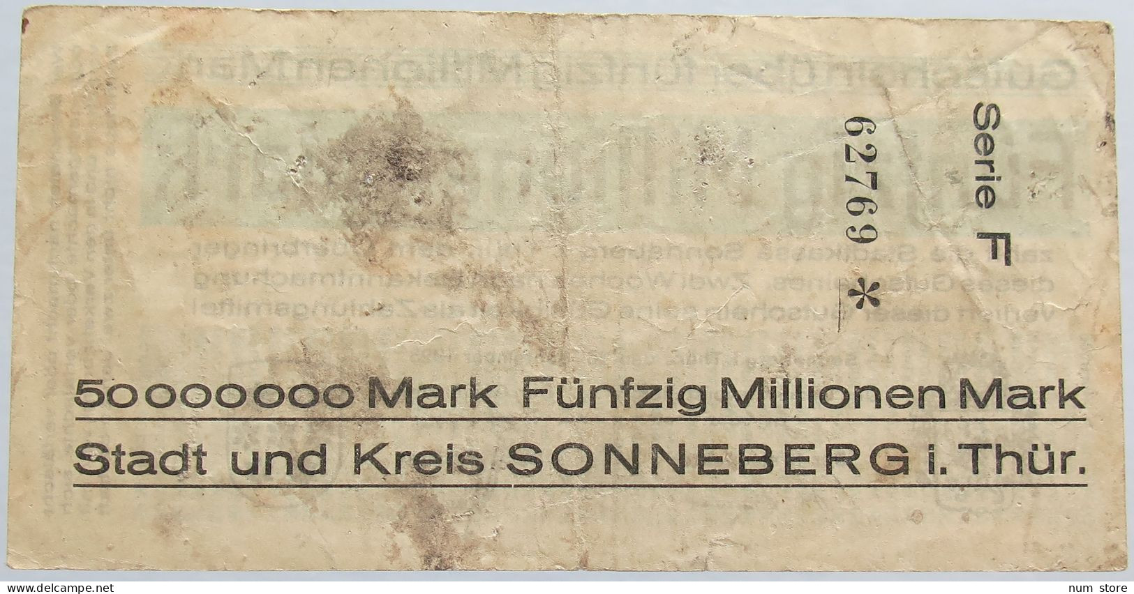 GERMANY 50 MILLIONEN MARK SONNEBERG #alb003 0183 - 50 Mio. Mark