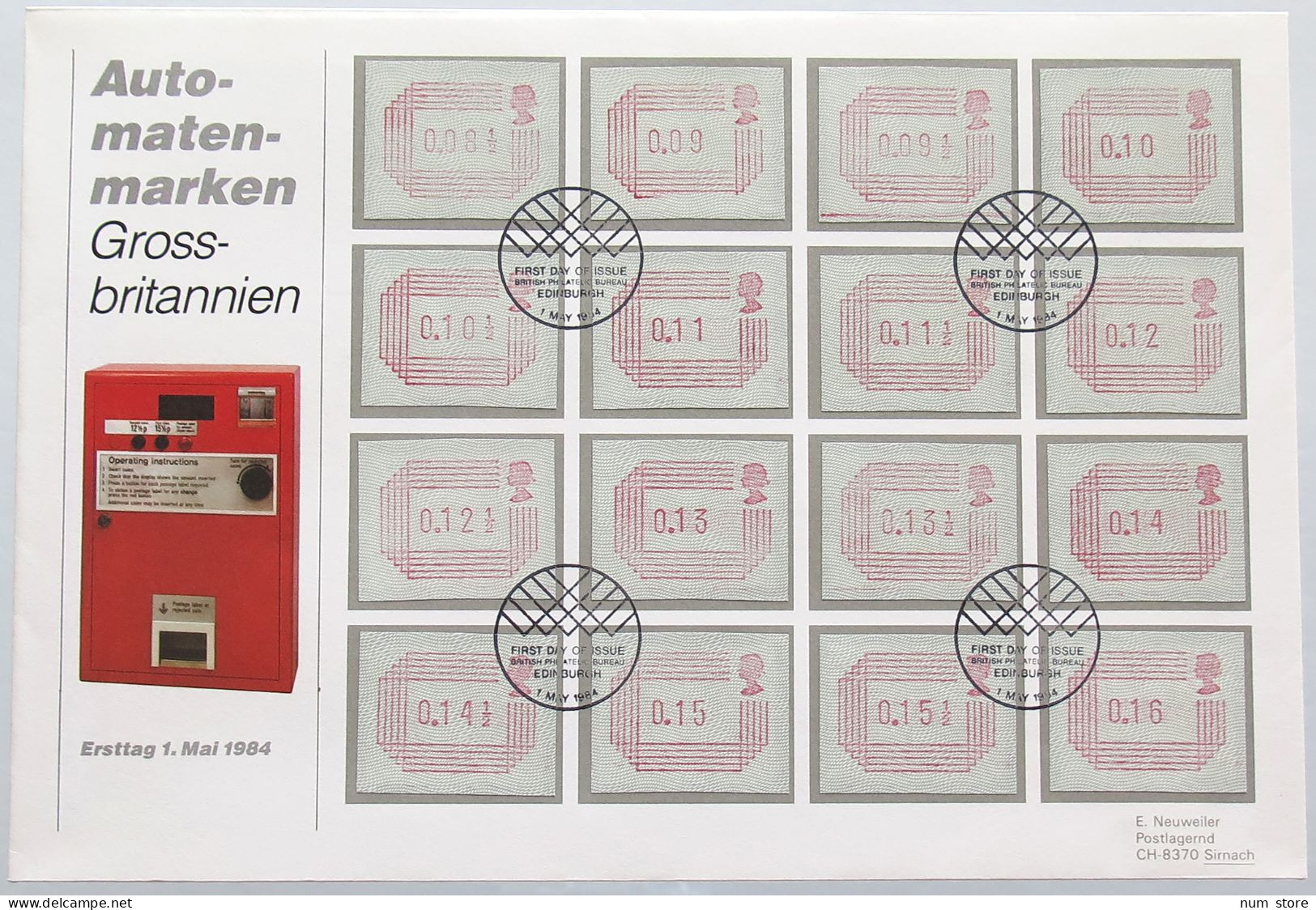 GREAT BRITAIN AUTOMATENMARKEN STATIONERY 1984 #alb006 0043 - Other & Unclassified