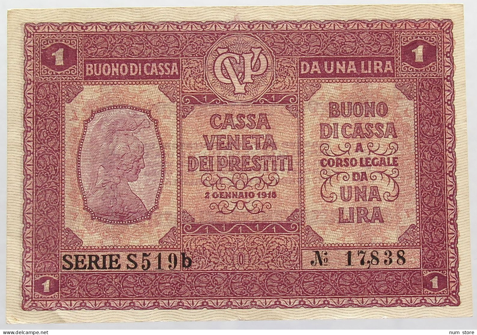 ITALY 1 LIRE 1918 #alb016 0045 - Autres & Non Classés